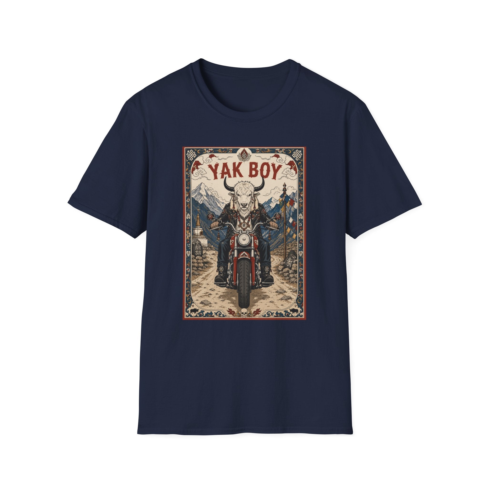 Yak Boy Motorcycle Graphic T‑Shirt — Vintage Mountain Biker Tee