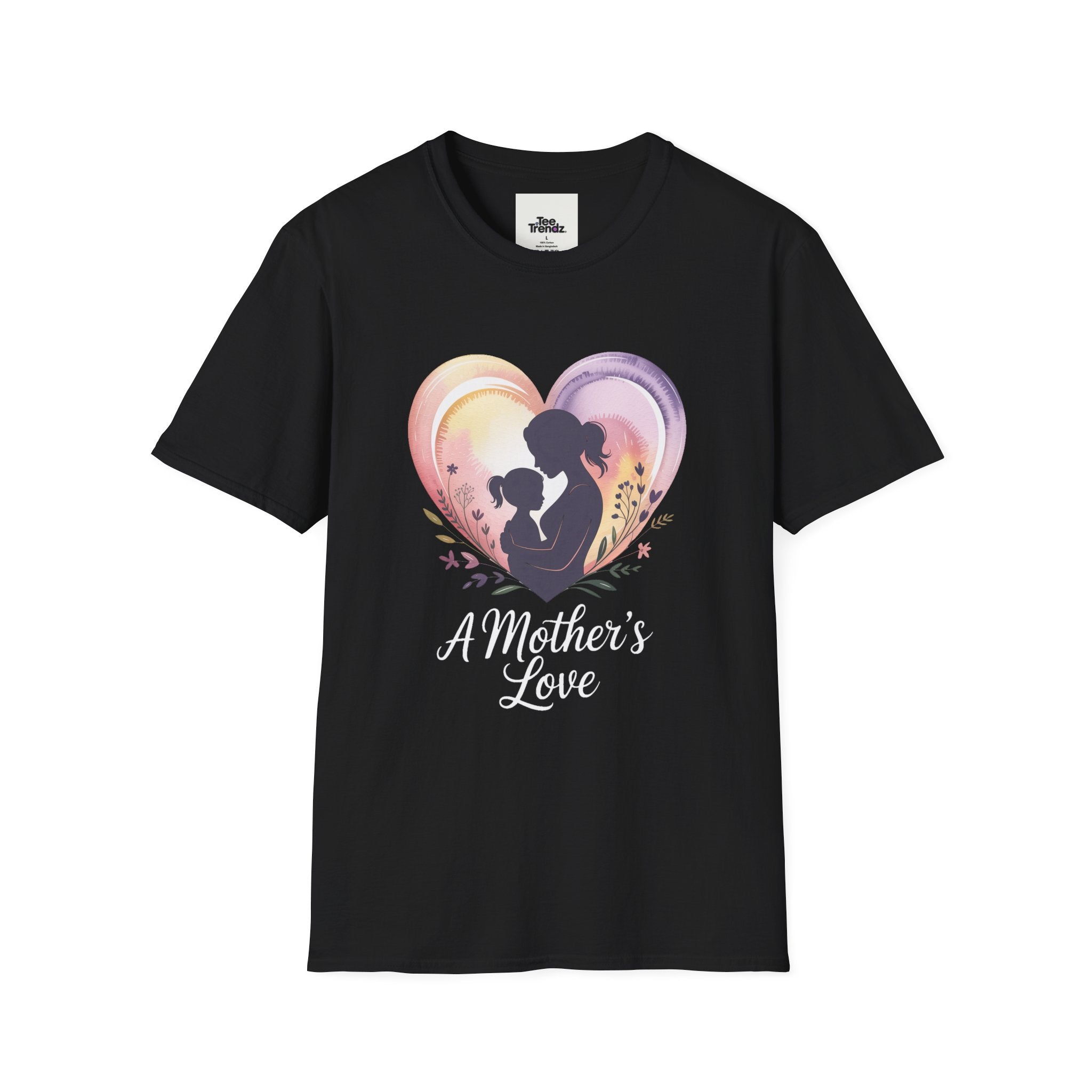 Mother's Love T-Shirt — Silhouette Heart Mom & Child Graphic (Mother's Day Gift)