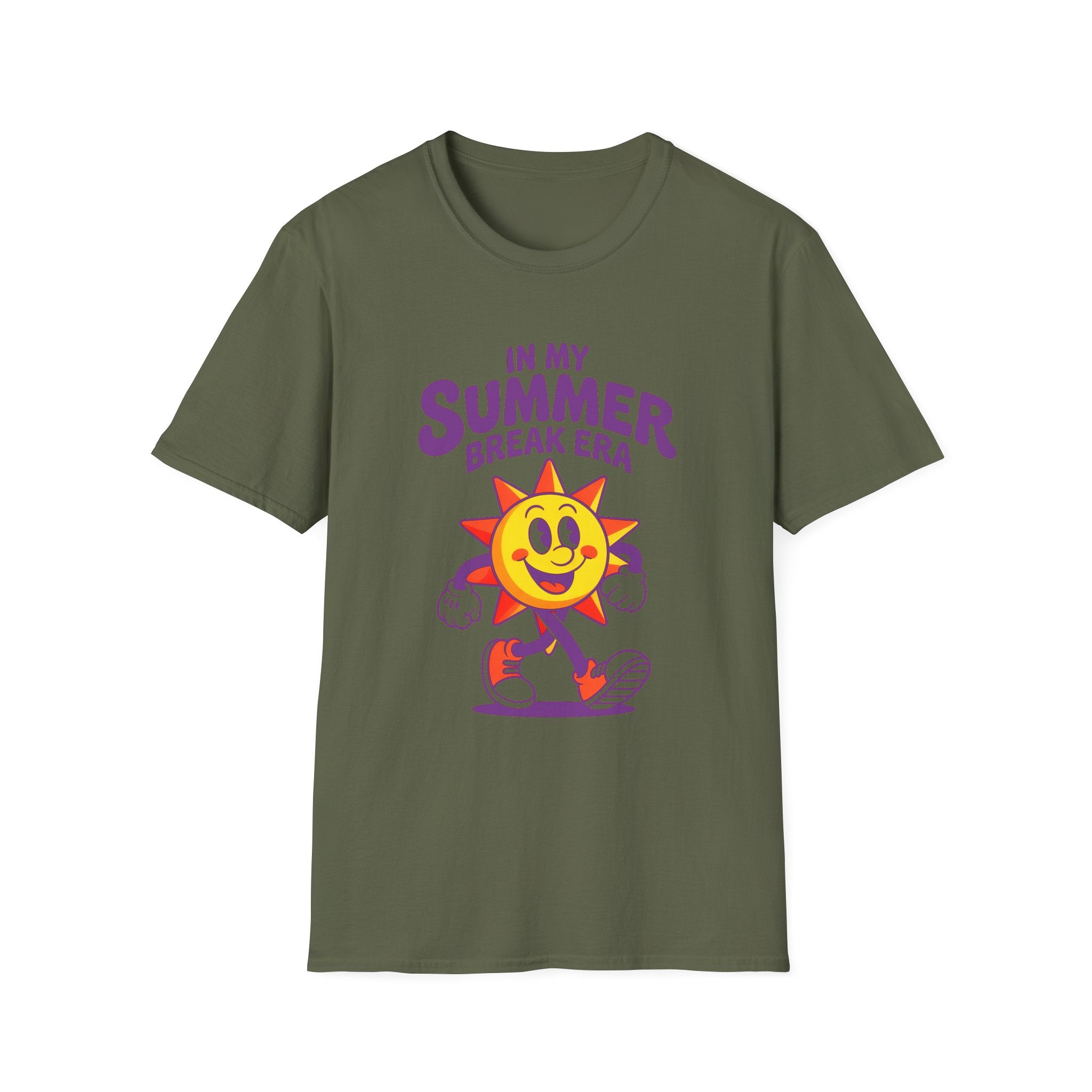 Summer Break Era T‑Shirt – Retro Smiling Sun Graphic