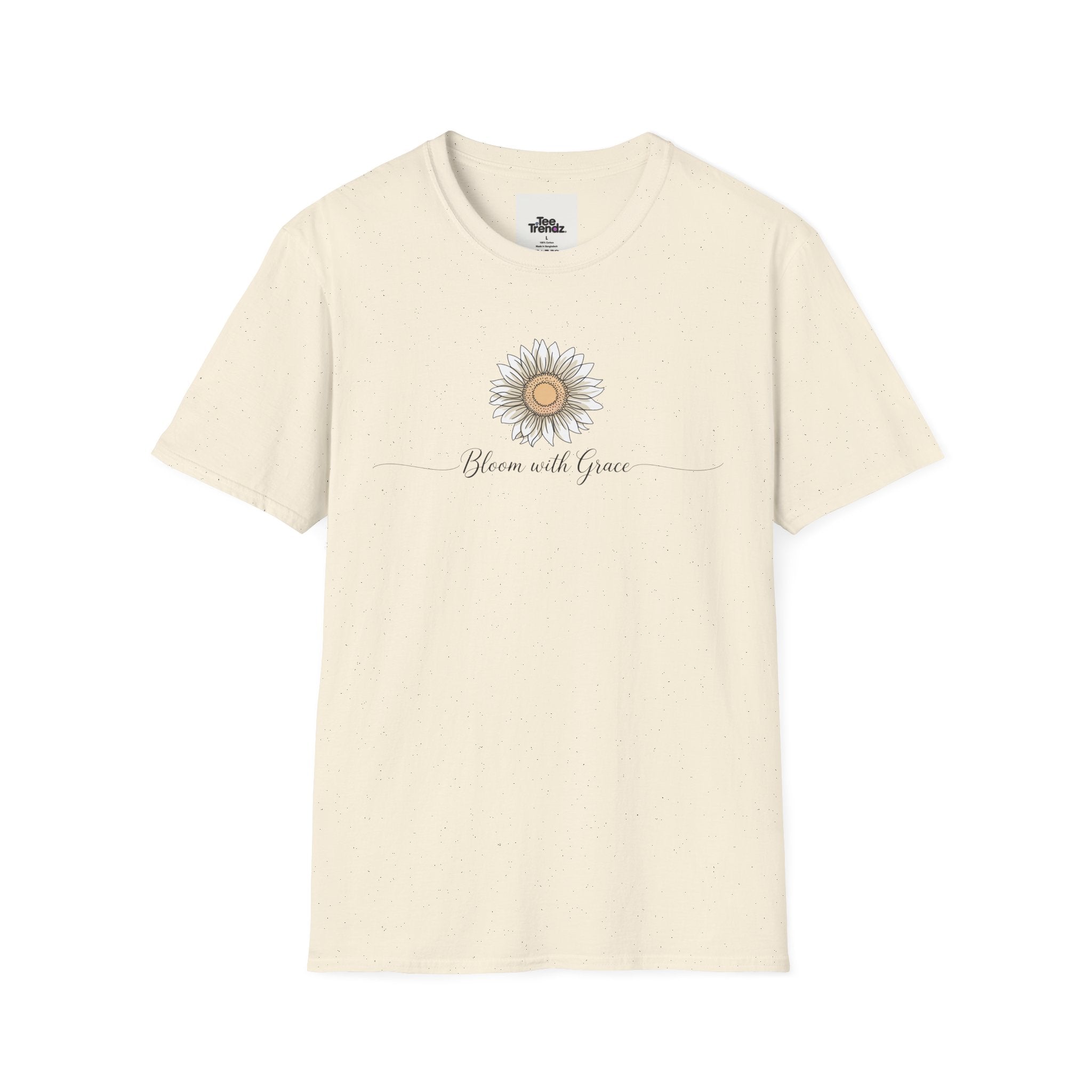 “Bloom with Grace” Sunflower T-Shirt — Floral Inspirational Graphic Tee