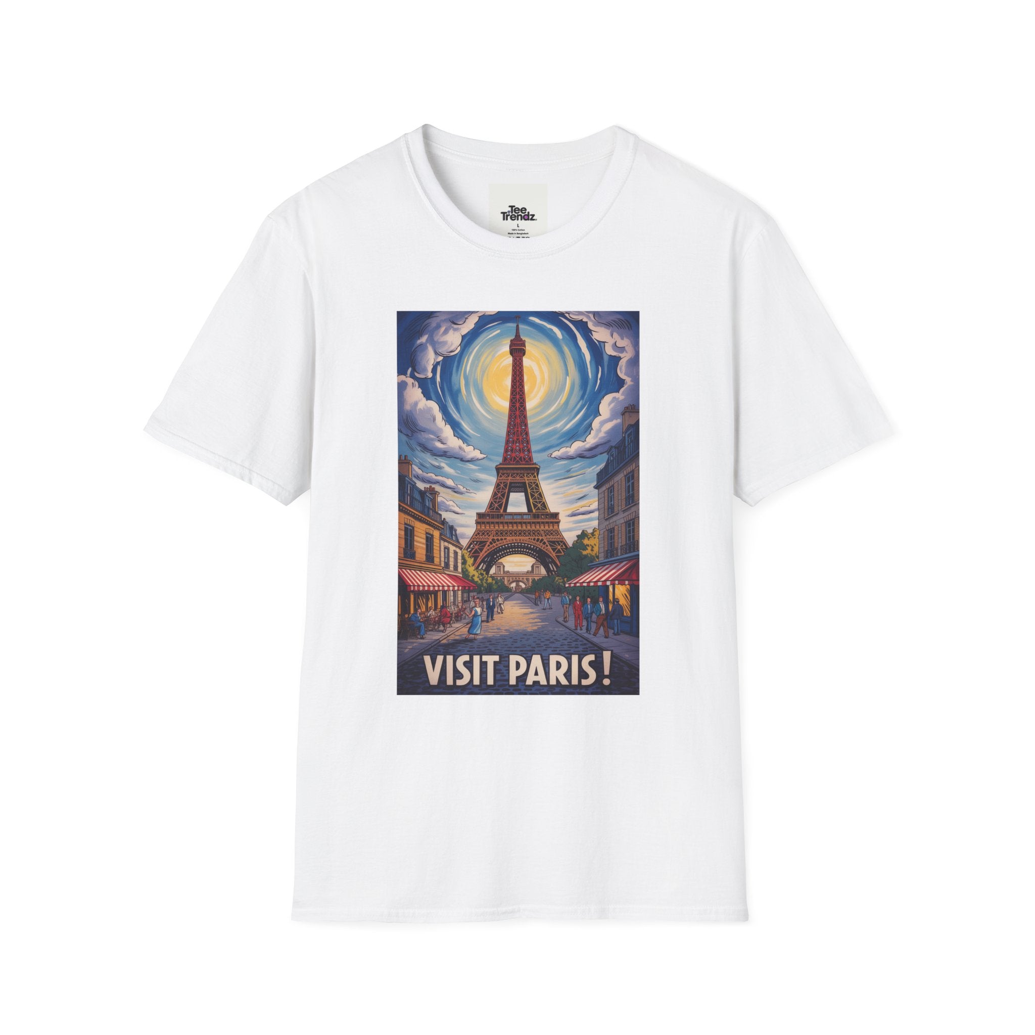 Visit Paris T-Shirt - Vintage Eiffel Tower Travel Poster Tee