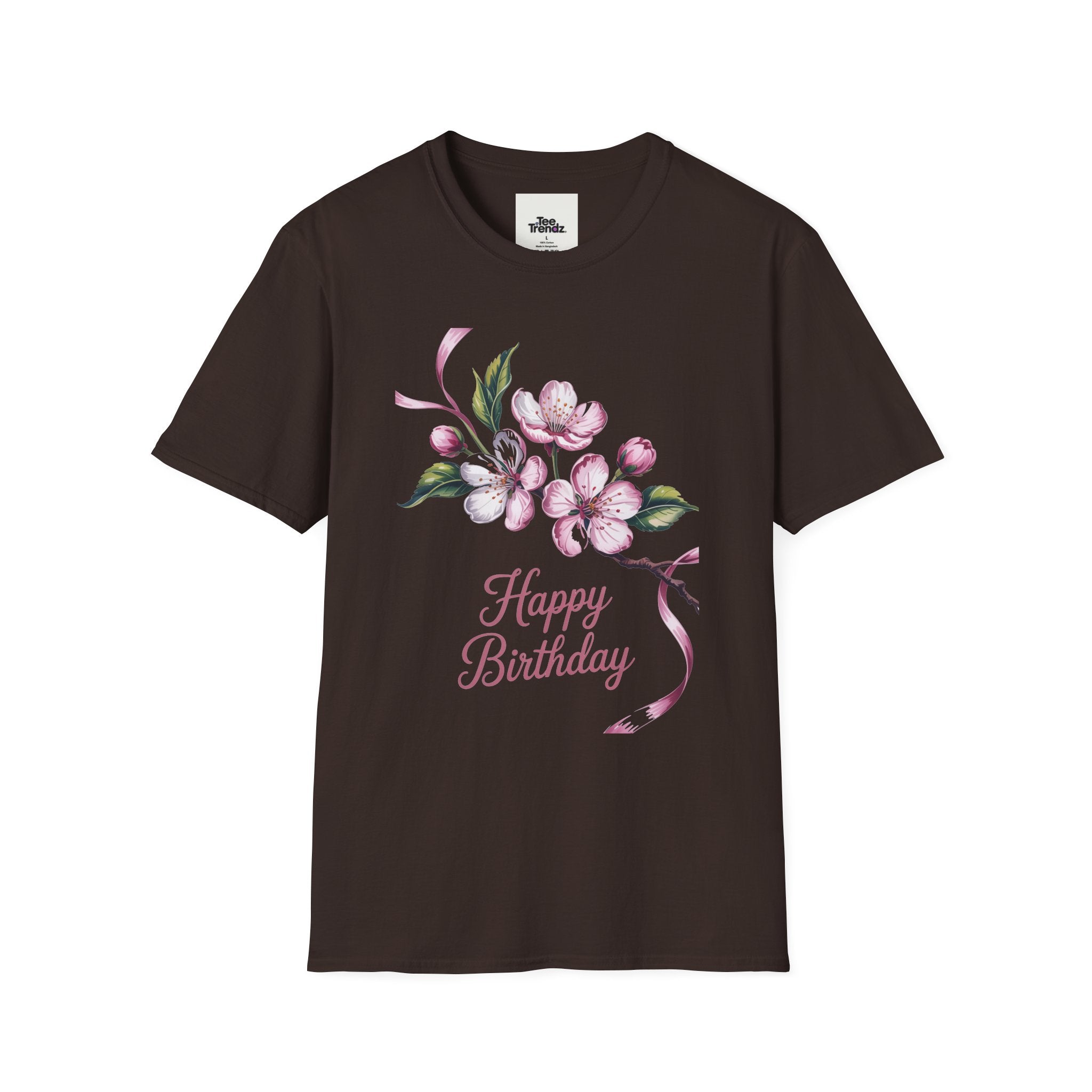 Happy Birthday Floral T-Shirt — Pink Blossom Birthday Tee