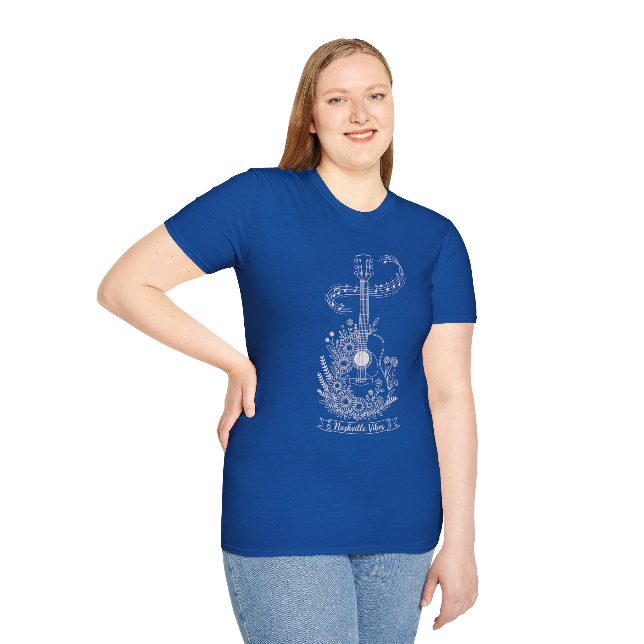 Acoustic Floral Guitar T-Shirt — 'A Heartwide Water I...' Music Tee for Songwriters & Folk Lovers