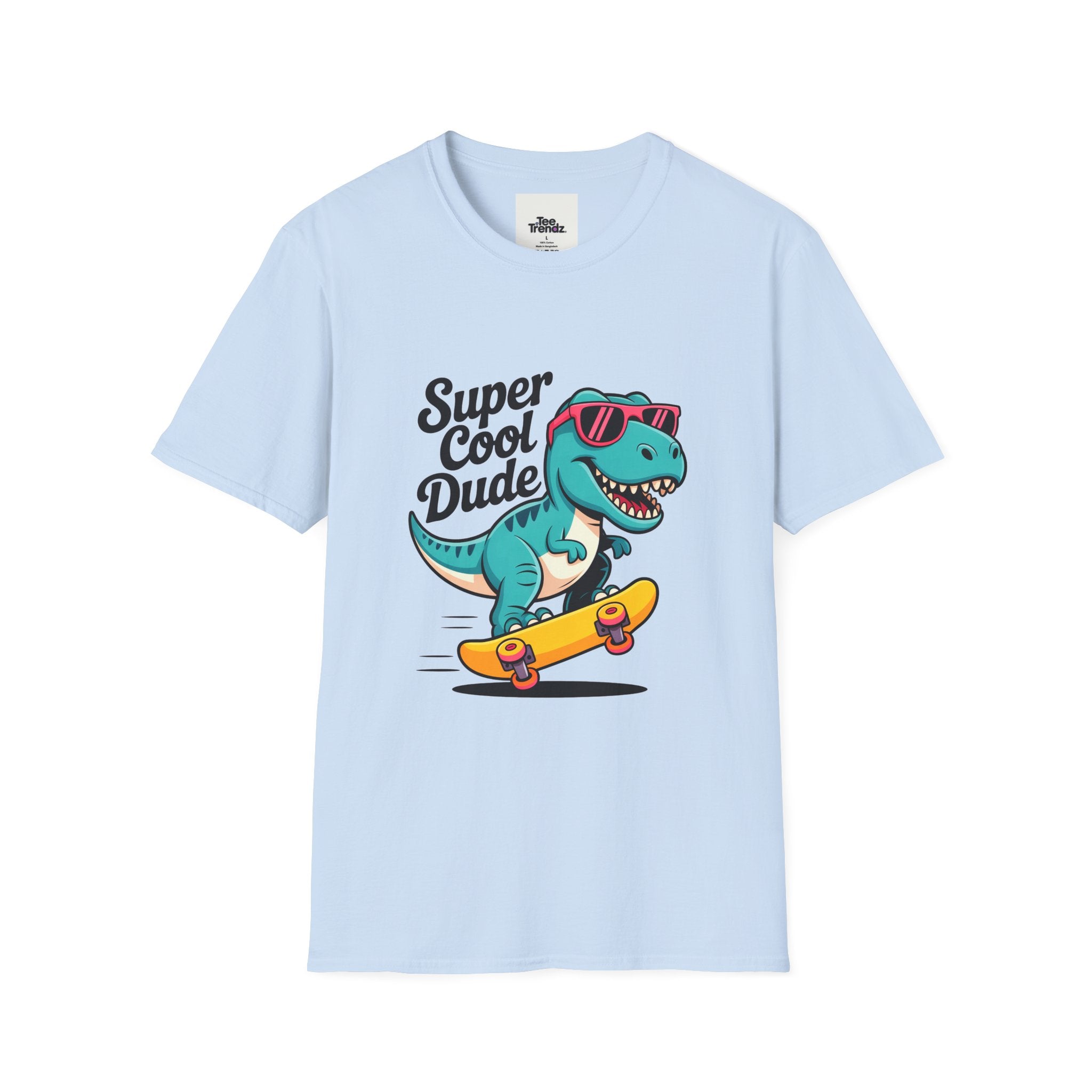 Kids Skateboard T‑Shirt — "Super Cool Dude" Dino Graphic Tee