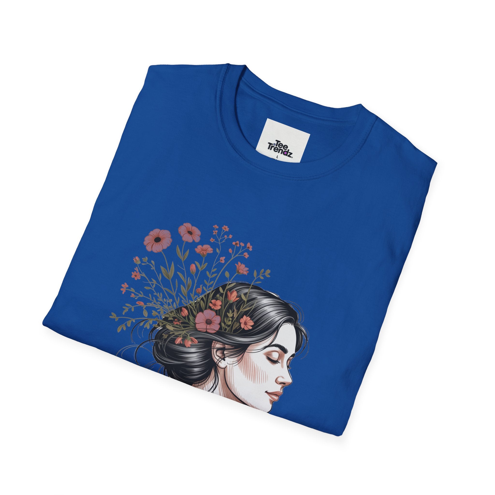 T-Shirt — "Rooted & Wild" Floral Woman Illustration | Boho Nature Tee for Women