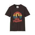 Stay Pawsitive Cat T-Shirt — Retro Rainbow Cat Graphic Tee