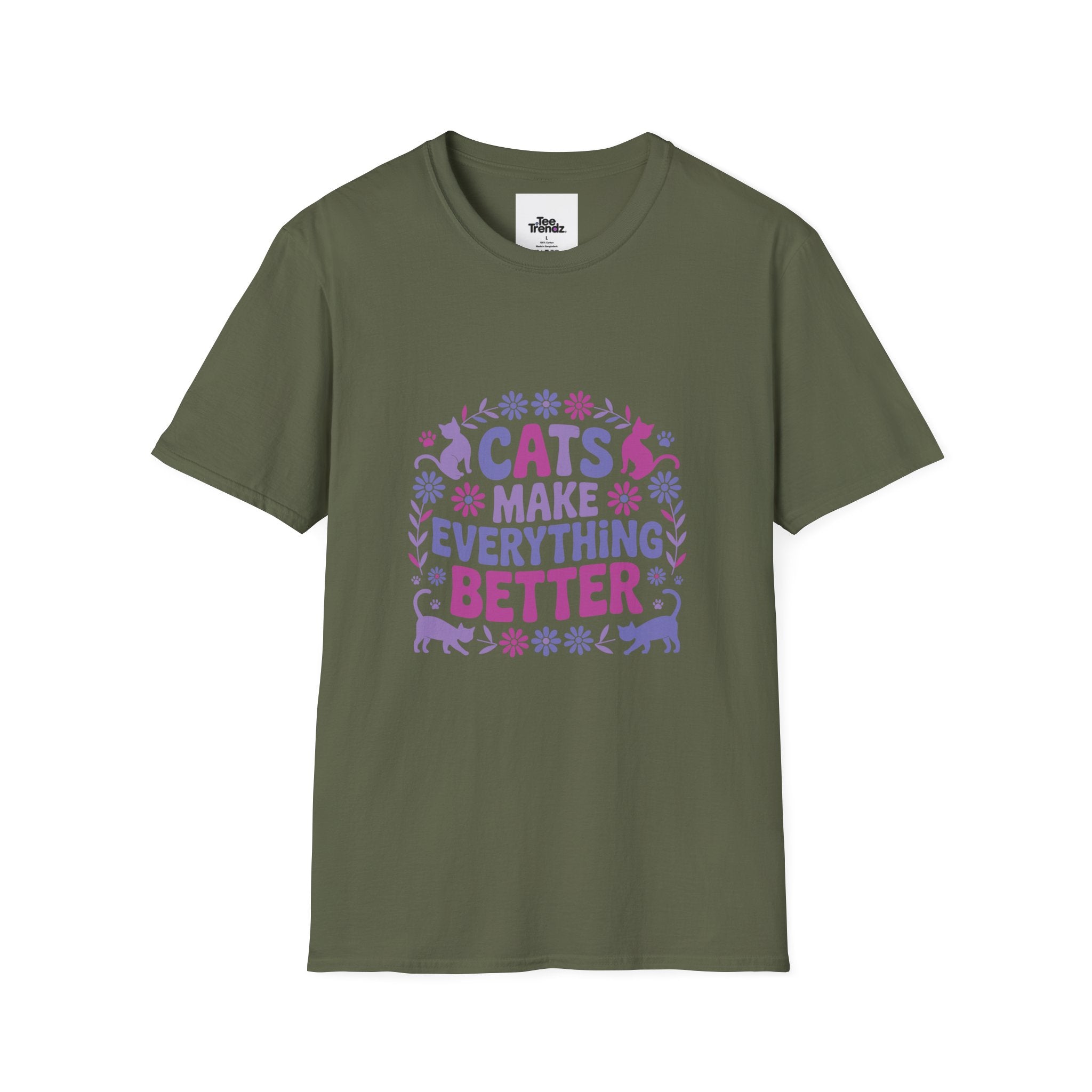 Cats Make Everything Better T-Shirt — Cute Purple Cat Lover Tee