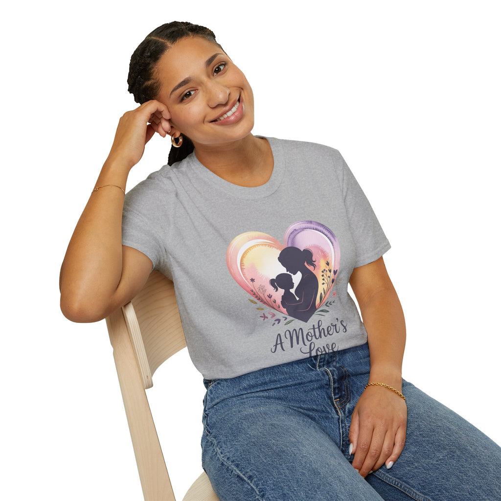 Mother's Love T-Shirt — Silhouette Heart Mom & Child Graphic (Mother's Day Gift)