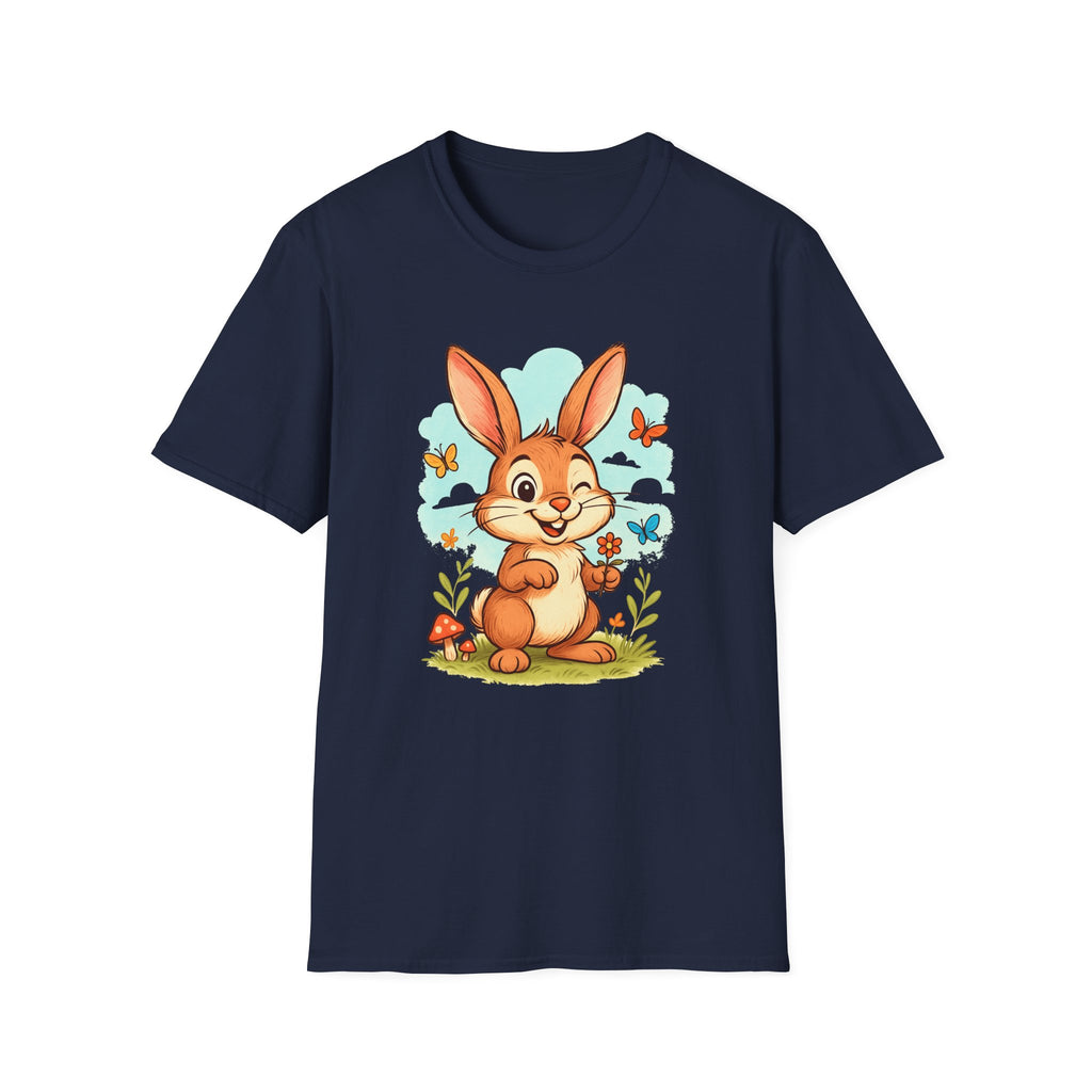 Cute Bunny Tee — Cartoon Rabbit with Butterflies Kids Easter Shirt