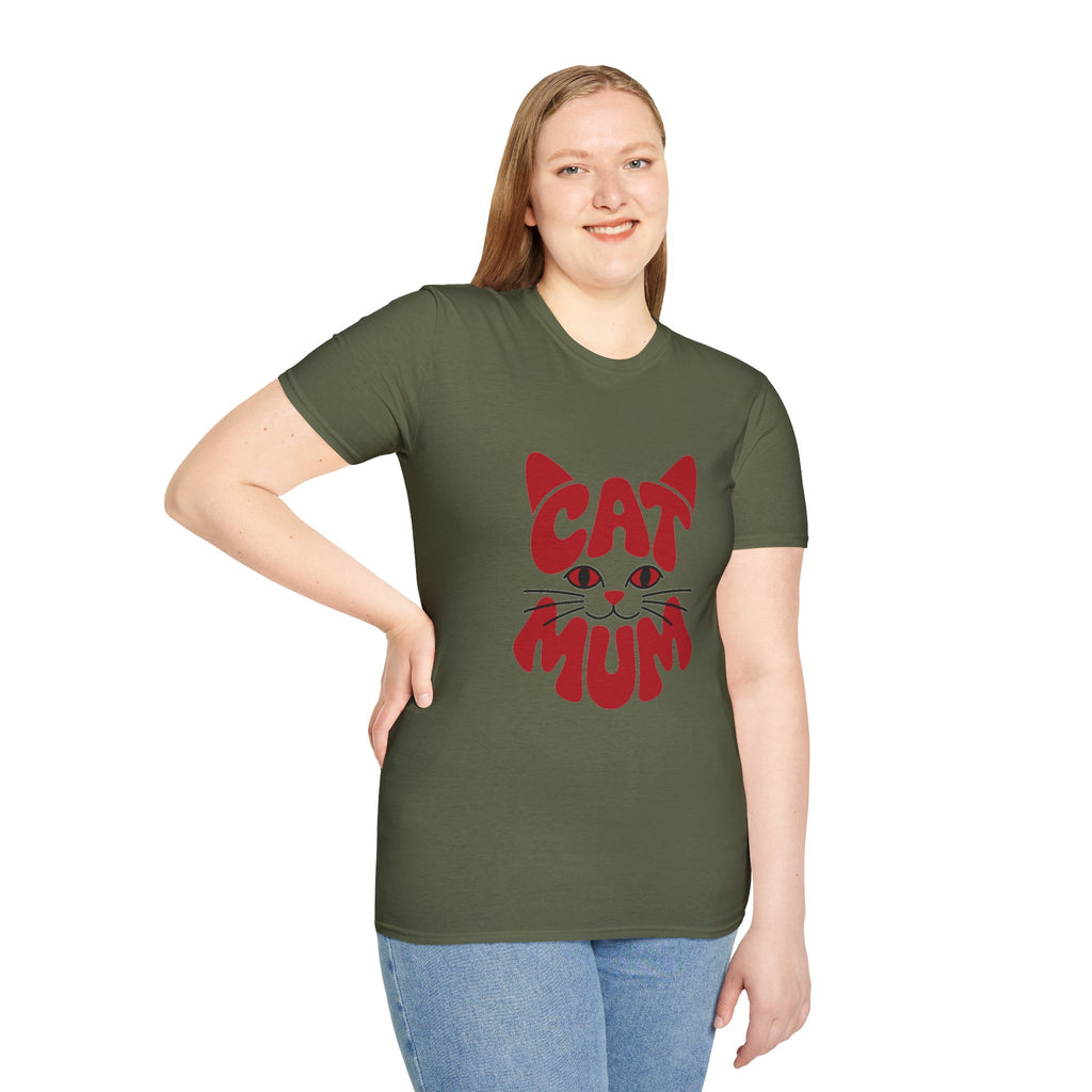 Cat Mum T-Shirt — Cute Purple Cat Face Tee for Cat Moms, Mother’s Day Gift