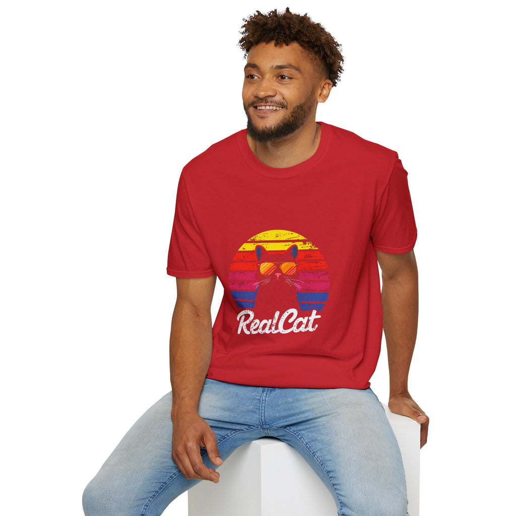 RealCat Retro Cat T-Shirt — Cool Cat Sunglasses Vintage Sunset Tee