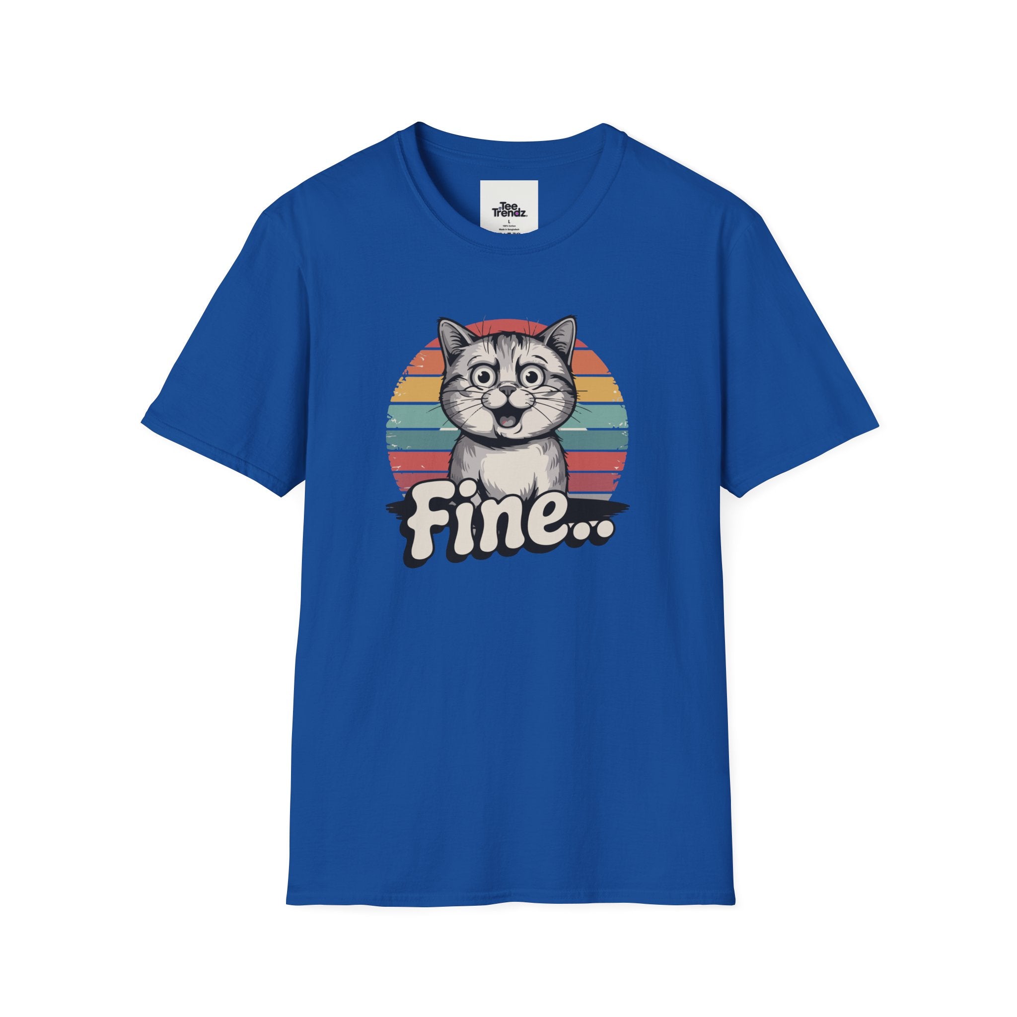Fine… Cat T-Shirt — Retro Striped Cute Kitty Graphic Tee
