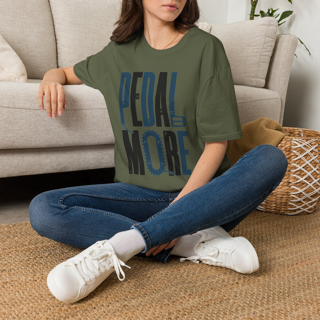 Pedal More T‑Shirt — Cycling Graphic Tee with Bike Pedal & Gear Design