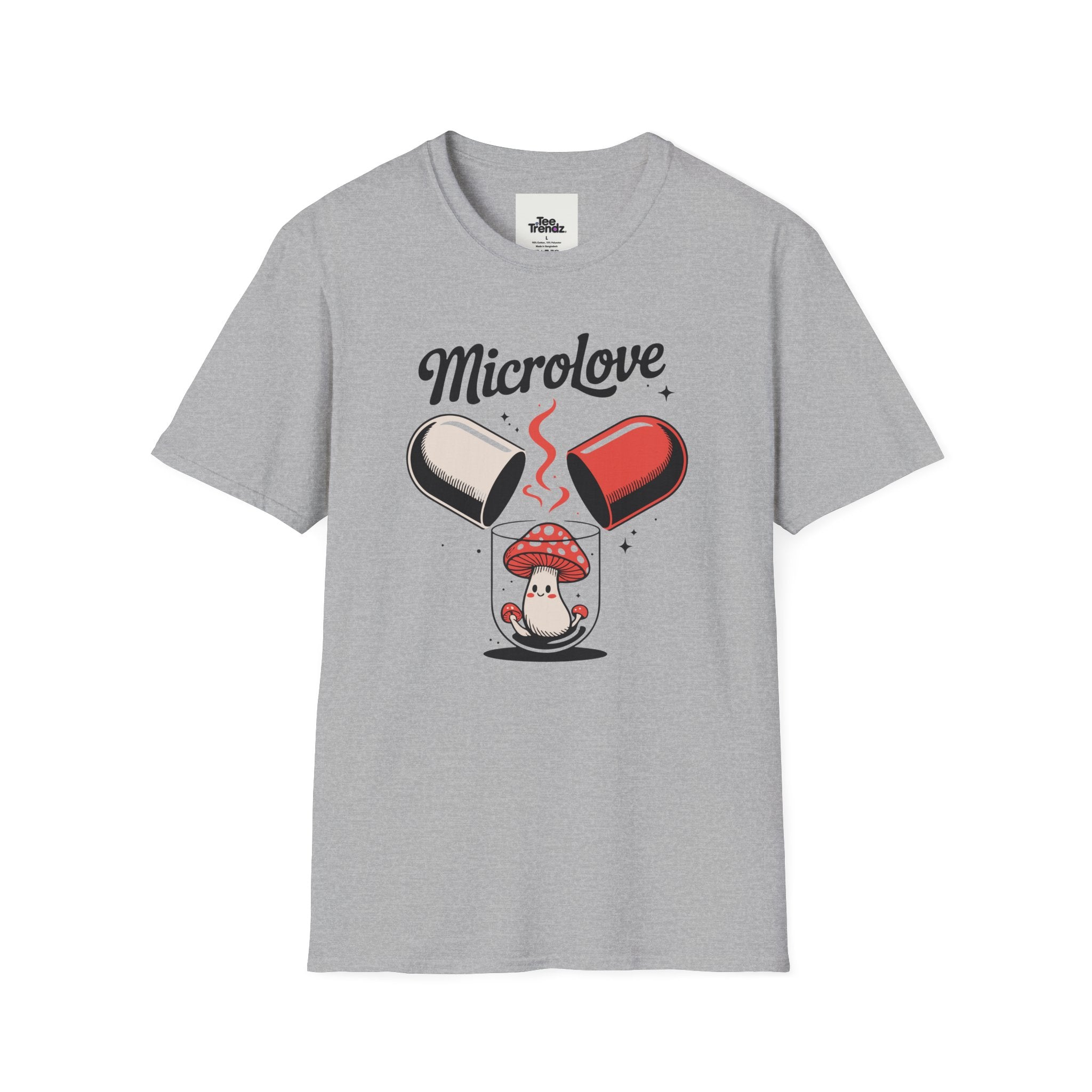 T-Shirt — "Microlove" Cute Mushroom Capsule Graphic Tee