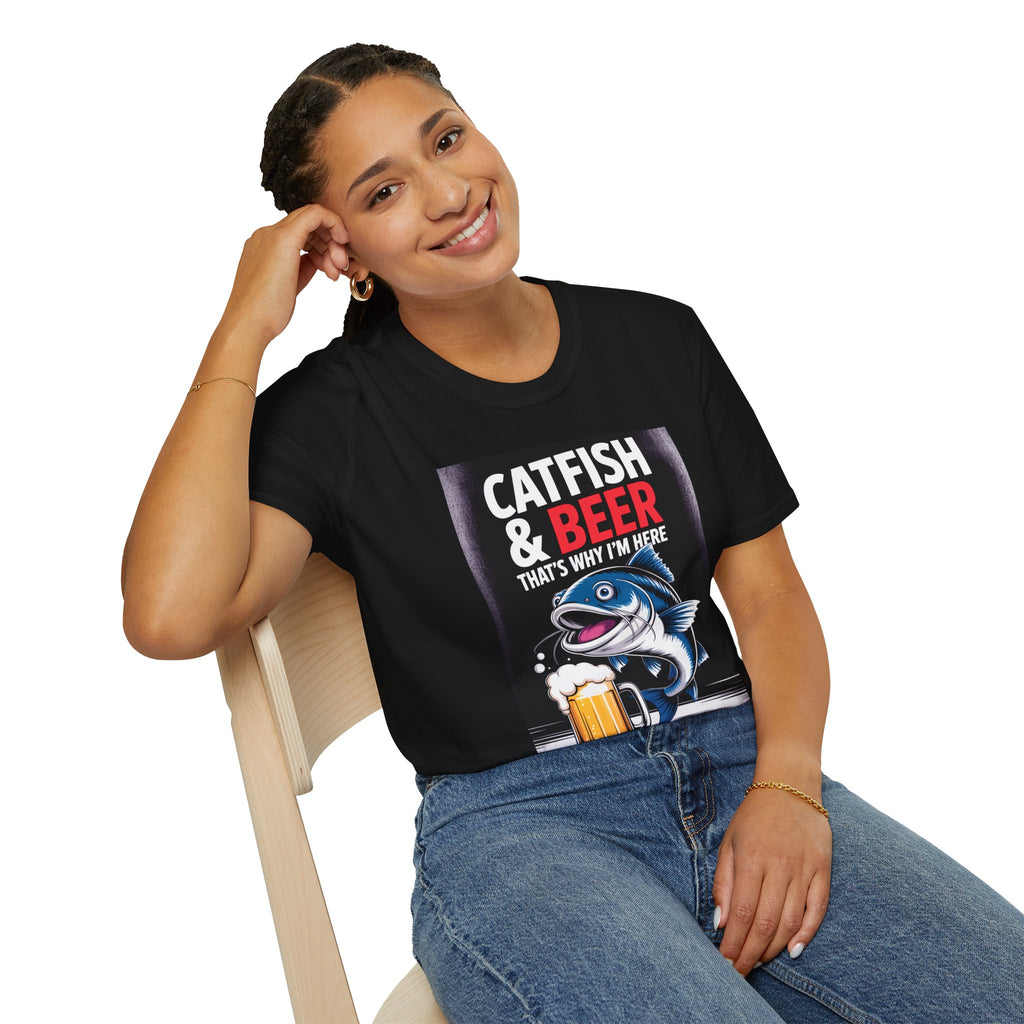 Catfish & Beer T-Shirt — Funny Fishing Shirt with Beer Graphic
