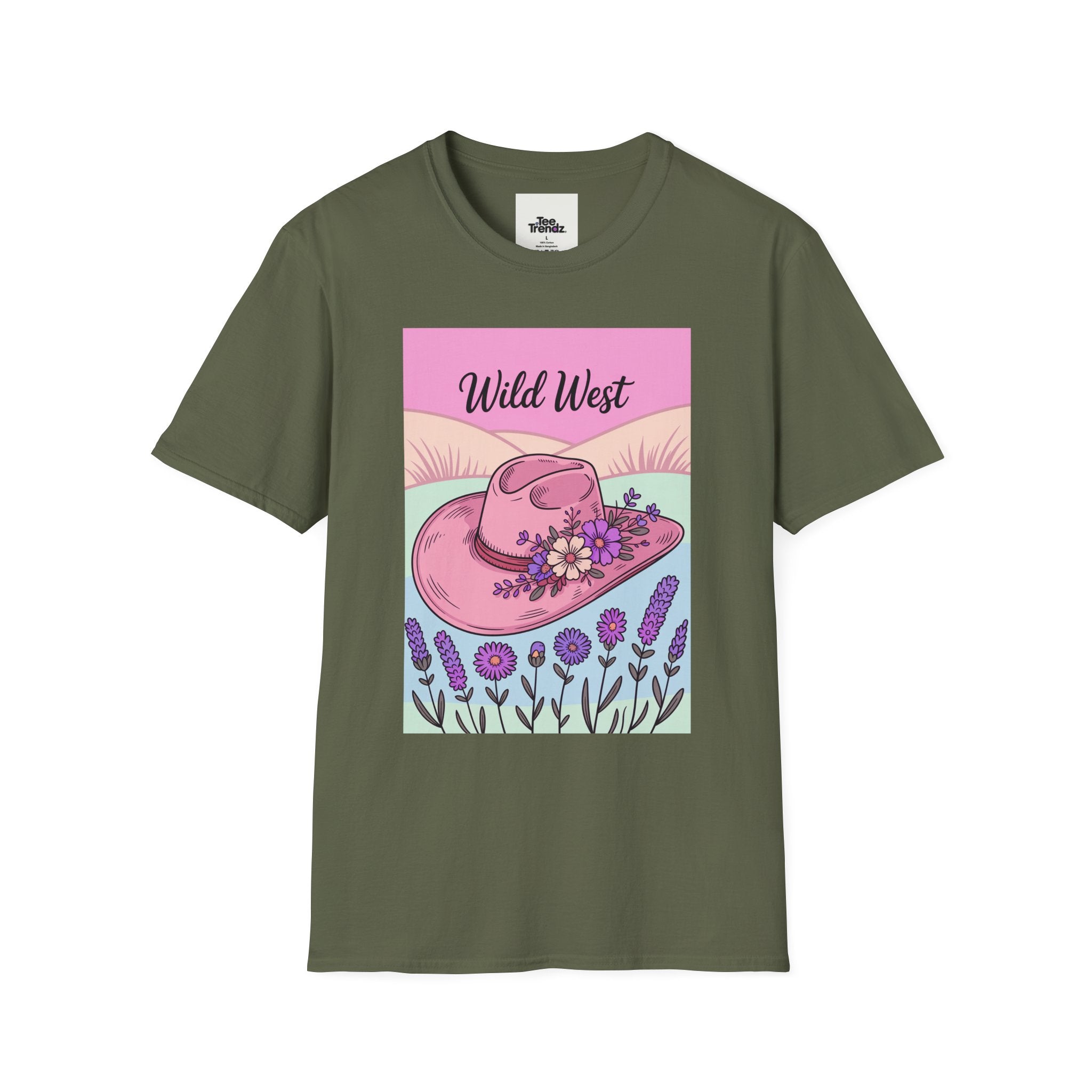 Wild West Pink Cowboy Hat T-Shirt — Floral Western Graphic Tee