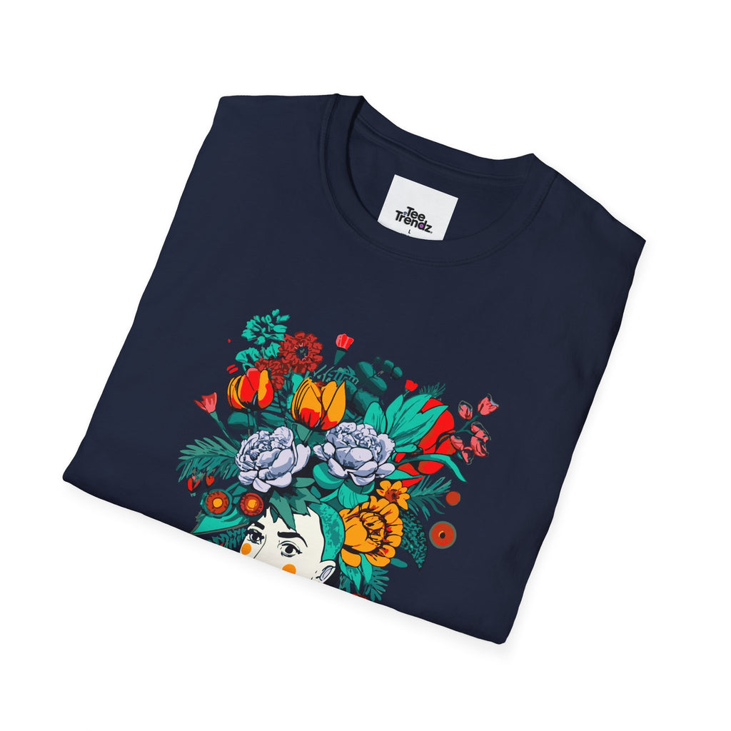 Floral Frida-Inspired Portrait T-Shirt