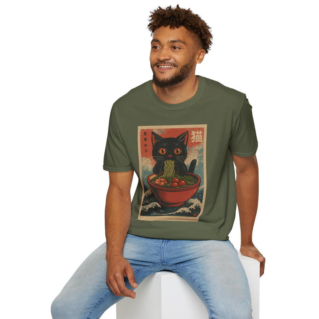 Cat Ramen T-Shirt — Vintage Japanese Neko Bowl Graphic Tee
