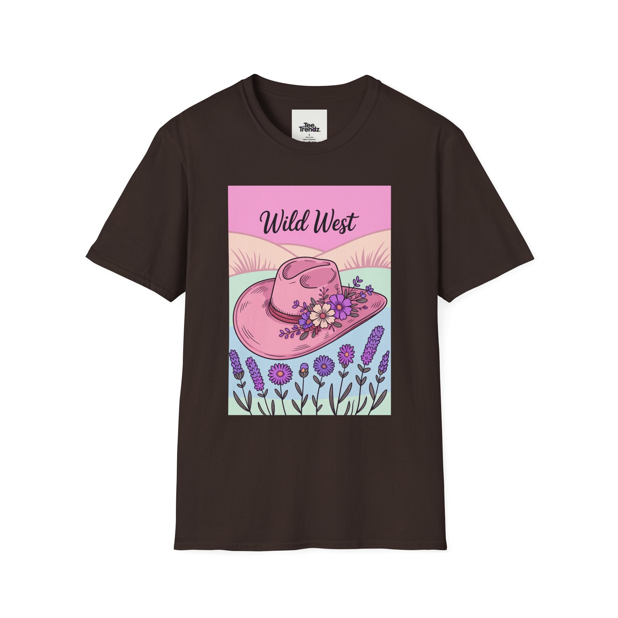 Wild West Pink Cowboy Hat T-Shirt — Floral Western Graphic Tee