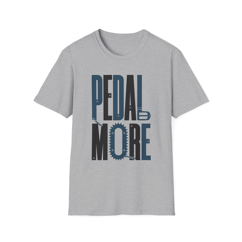 Pedal More T‑Shirt — Cycling Graphic Tee with Bike Pedal & Gear Design