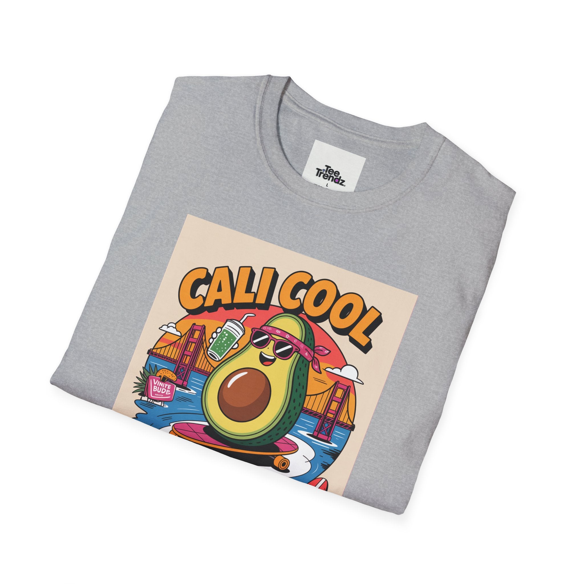 Cali Cool Avocado Tee — Retro Surfing California Graphic T-Shirt
