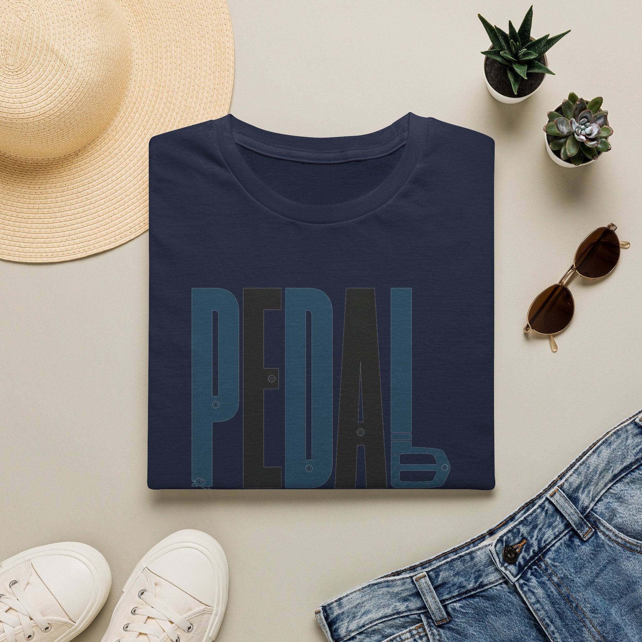 Pedal More T‑Shirt — Cycling Graphic Tee with Bike Pedal & Gear Design