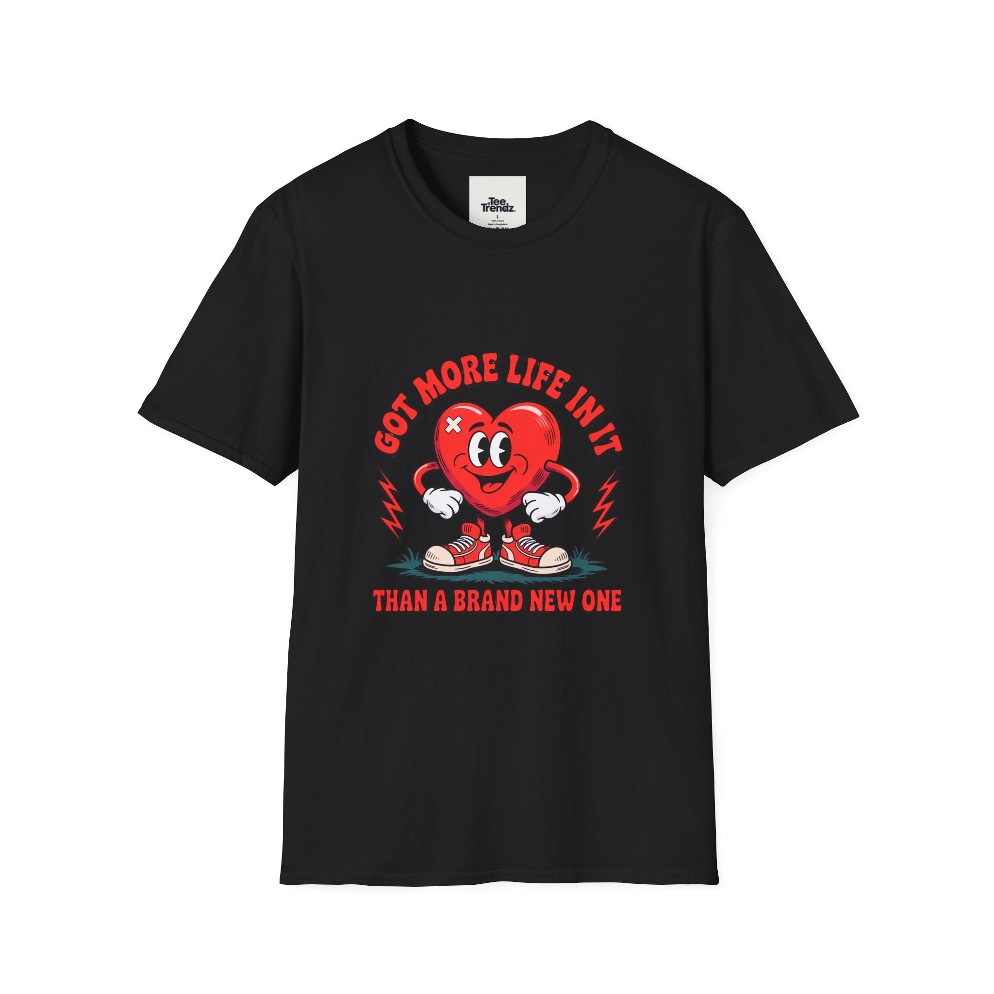 Heart Cartoon T-Shirt — "Got More Life In It Than A Brand New One" Vintage Valentine Tee