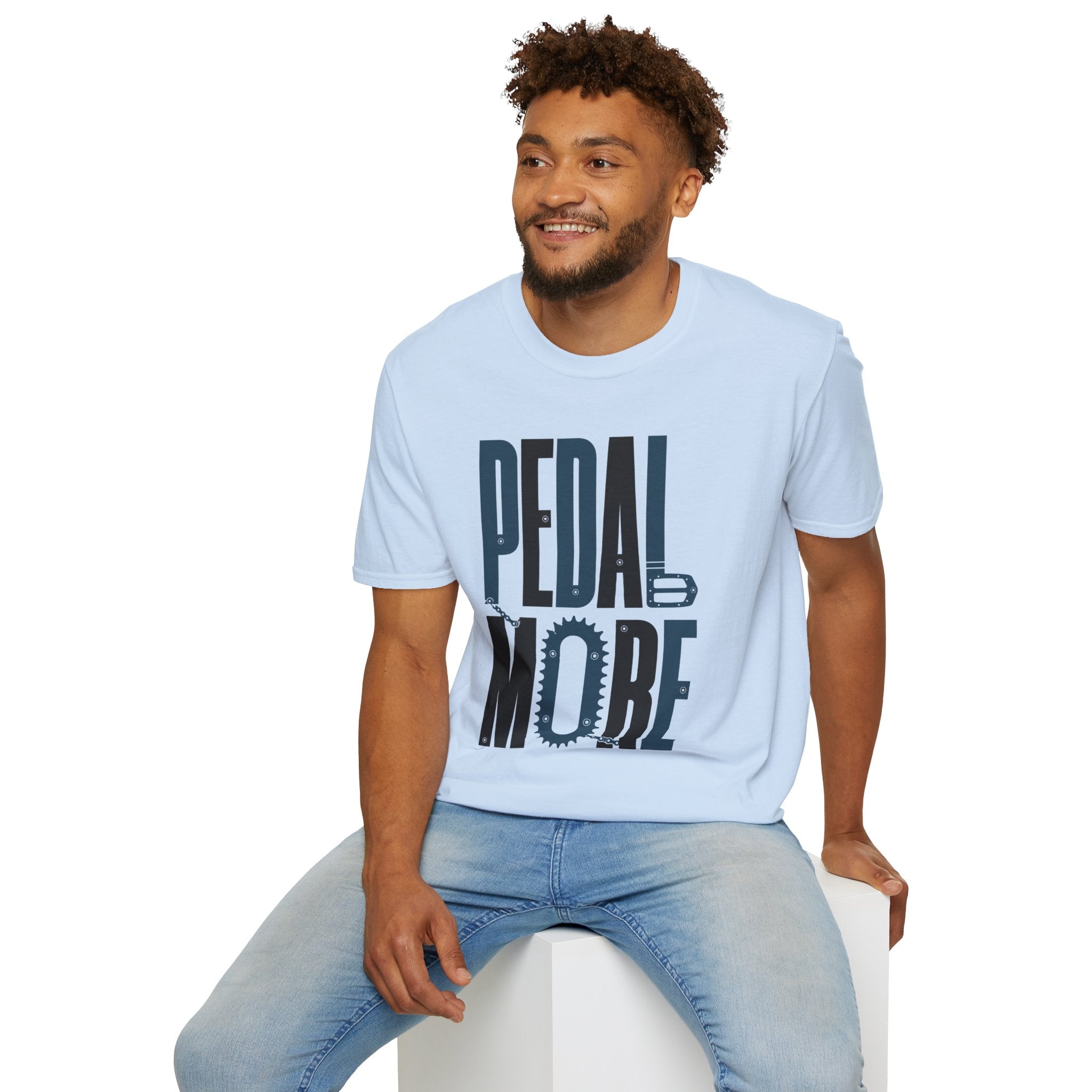 Pedal More T‑Shirt — Cycling Graphic Tee with Bike Pedal & Gear Design