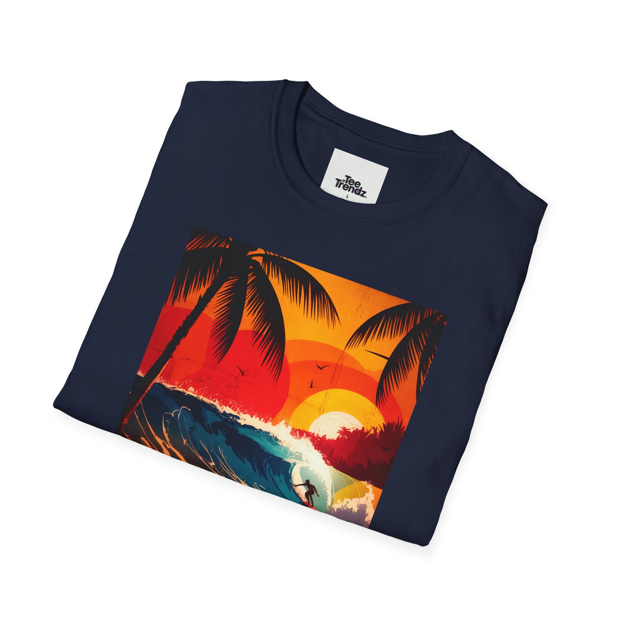 Summer Vibes Surf T-Shirt — Retro Sunset Palm Beach Tee
