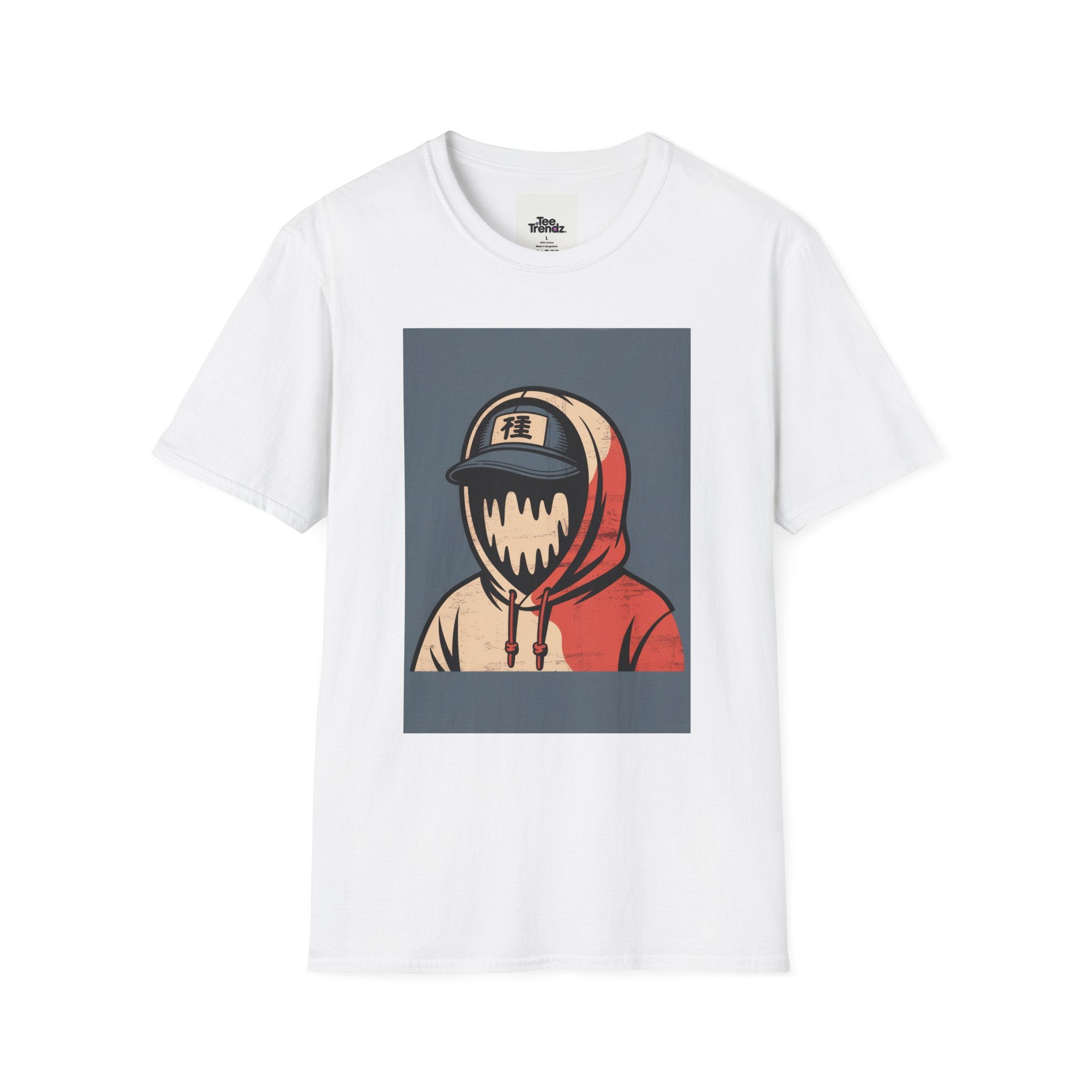 Hooded Mask Graphic T-Shirt — Streetwear Skater Hoodie Illustration