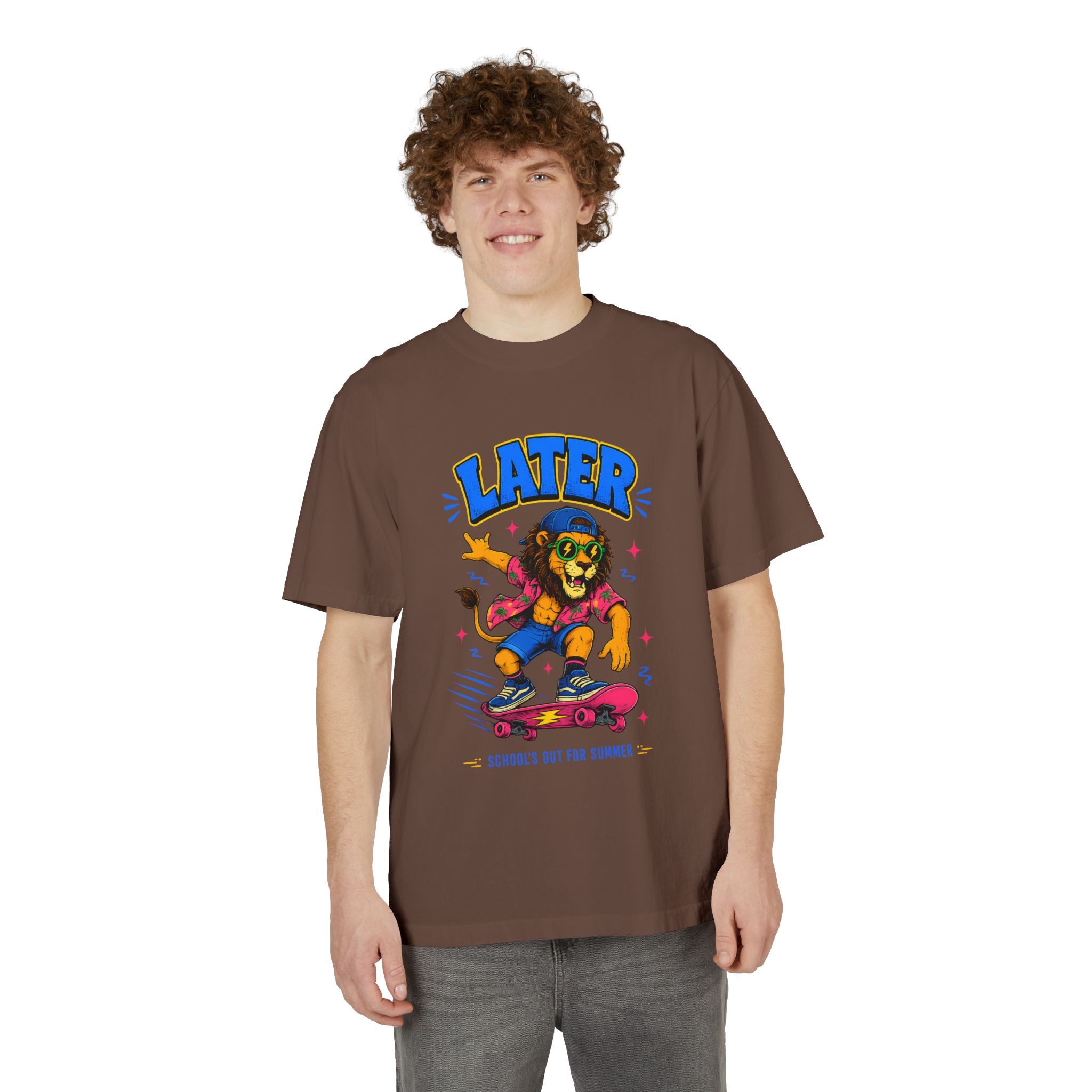 Later Skateboard Lion T-Shirt — "Later" Graphic Tee for Summer Vibes