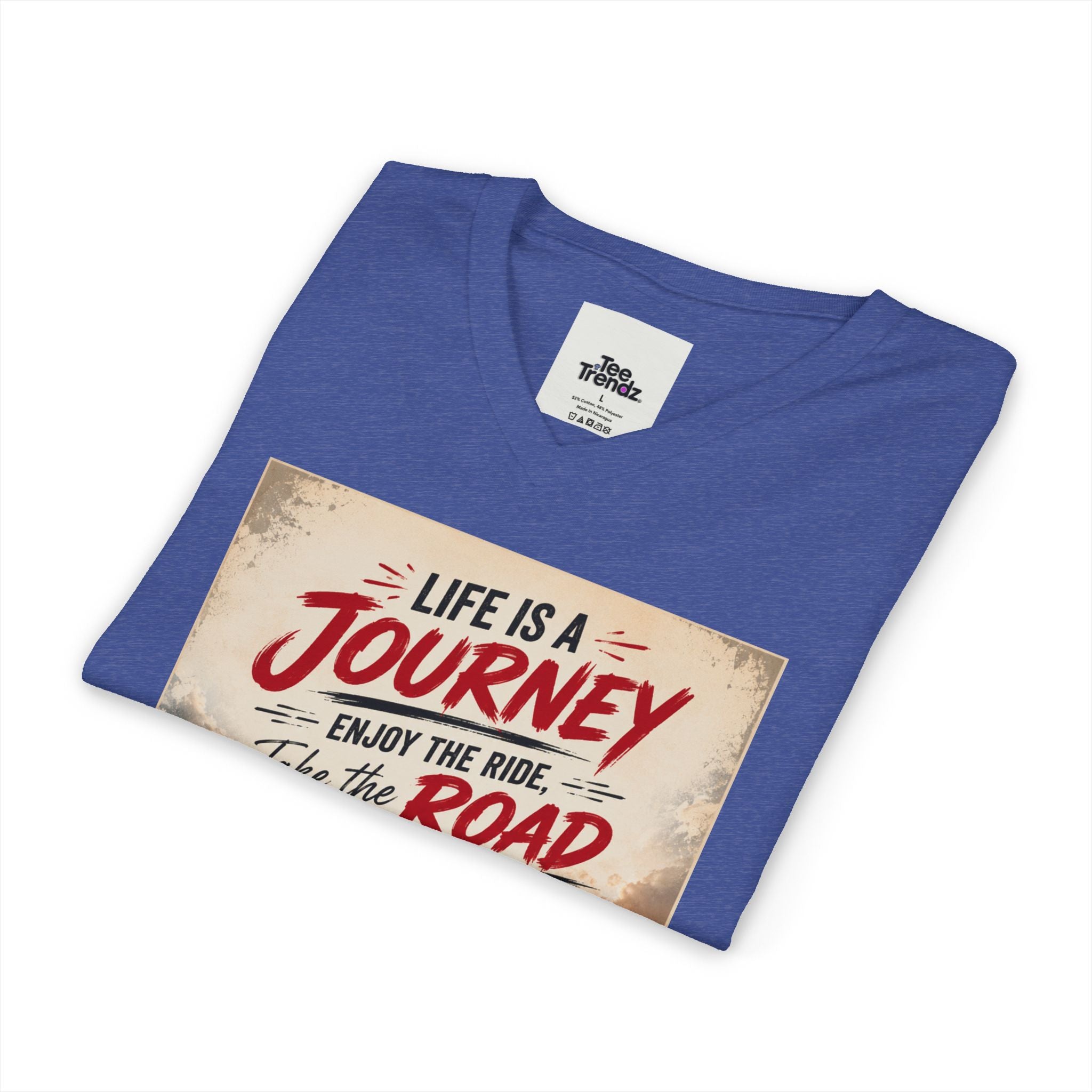 Journey Motorcycle V-Neck Tee — "Life Is a Journey, Enjoy the Ride" Graphic Shirt
