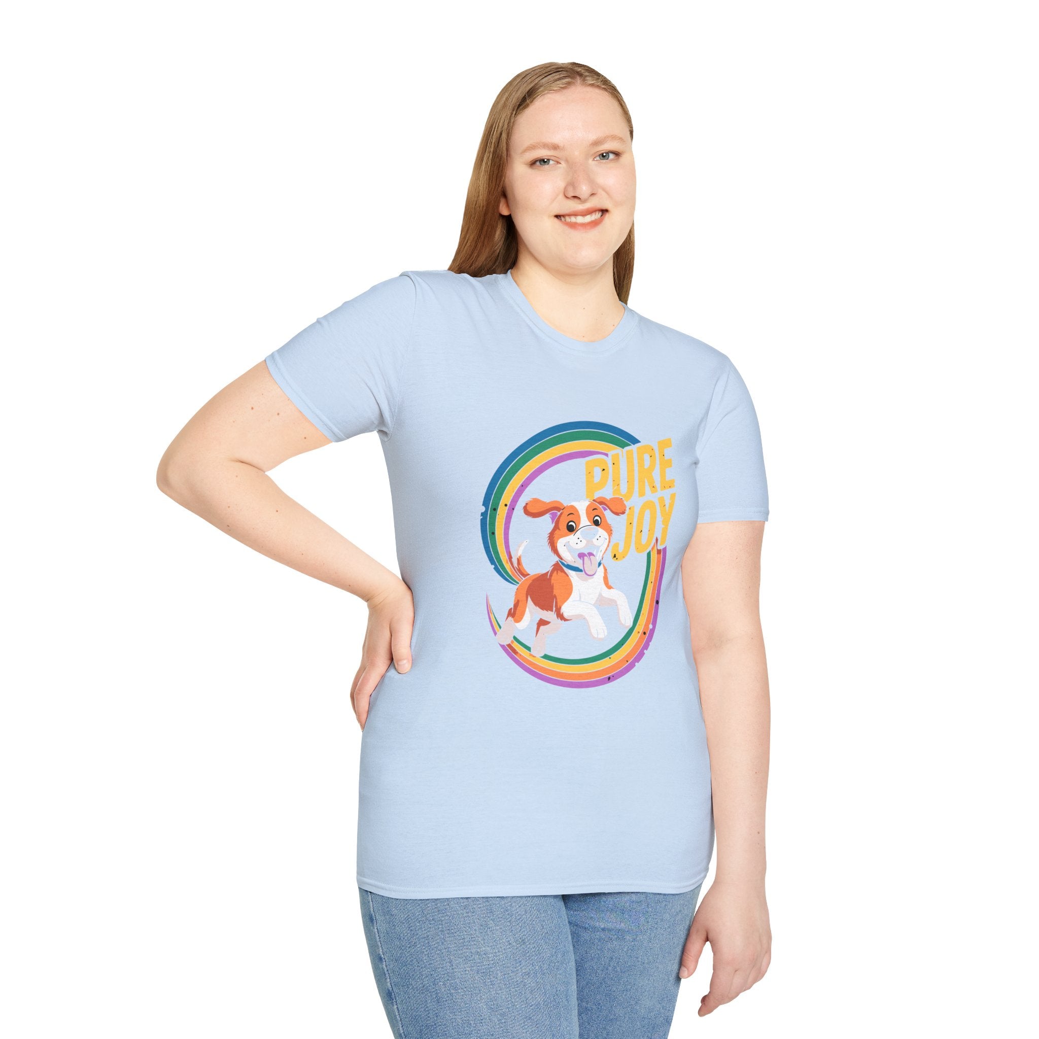 Pure Joy Dog T-Shirt – Playful Beagle Graphic Tee with Rainbow
