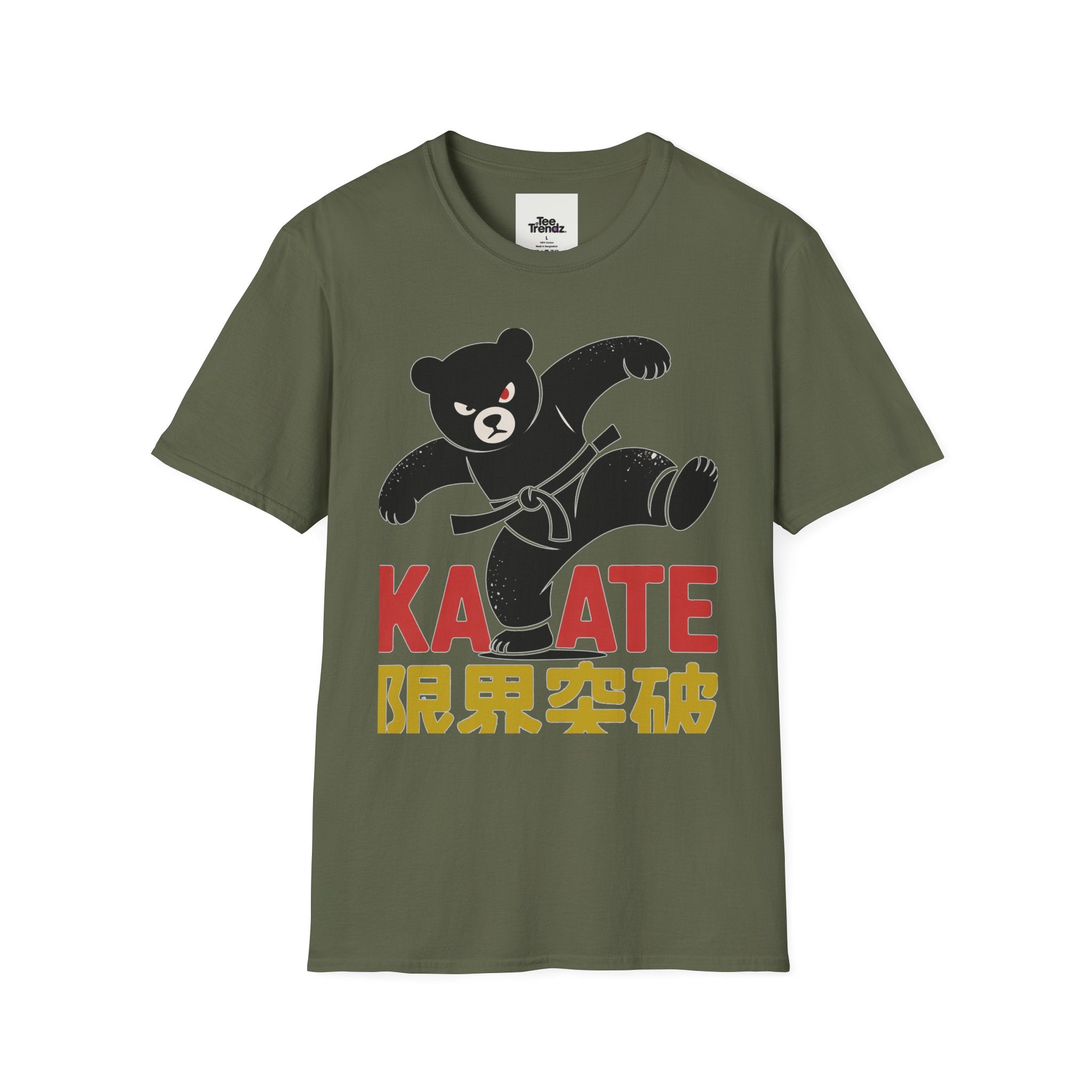Karate Bear T‑Shirt — Martial Arts Bear with ‘KARATE’ and Japanese Text