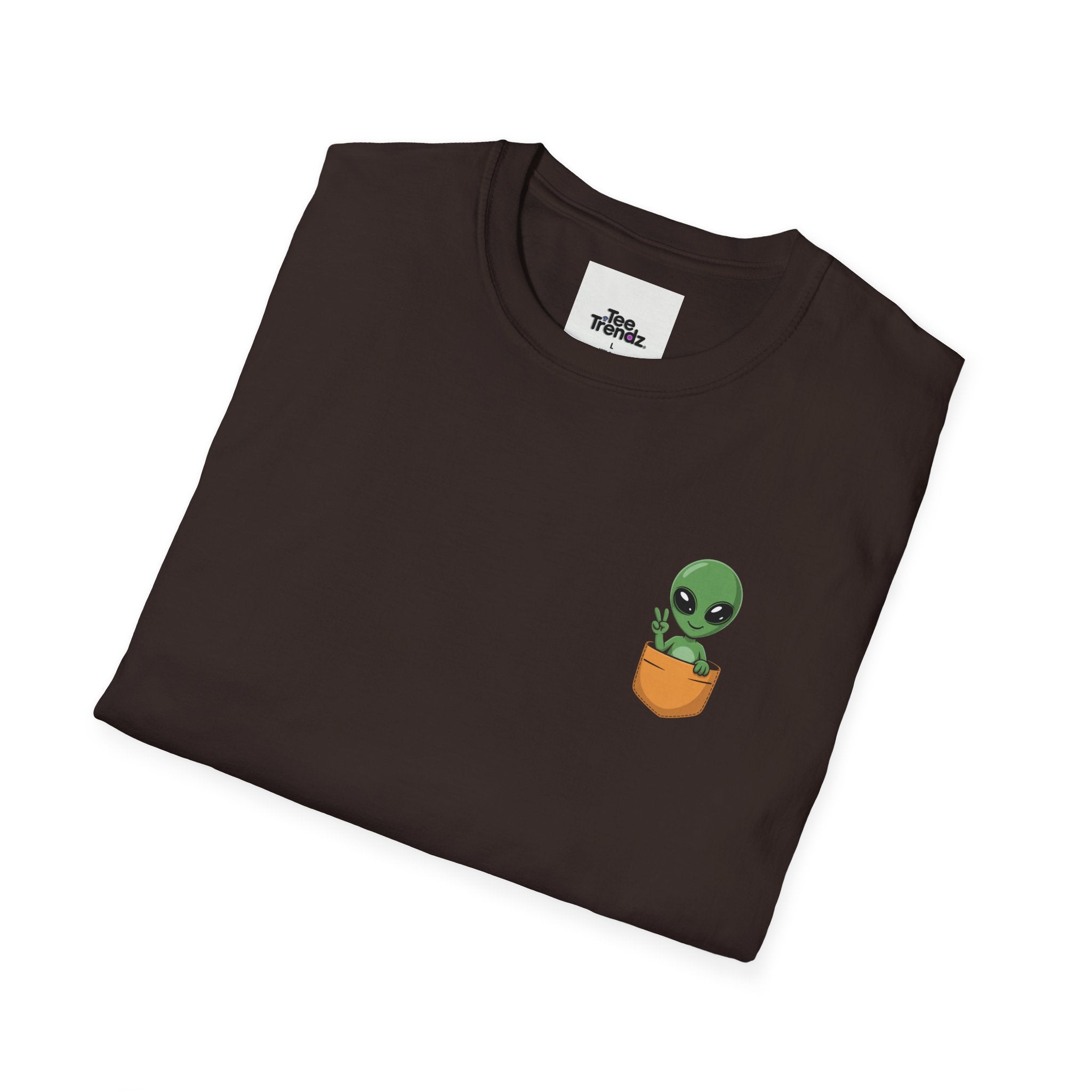 Alien Pocket T-Shirt — Cute Green Alien in Pocket Graphic Tee
