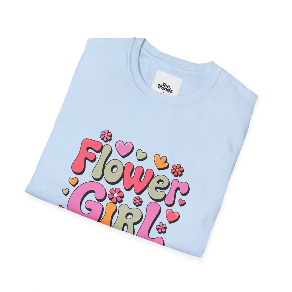 Flower Girl T-Shirt — Cute Retro Floral Wedding Tee for Kids