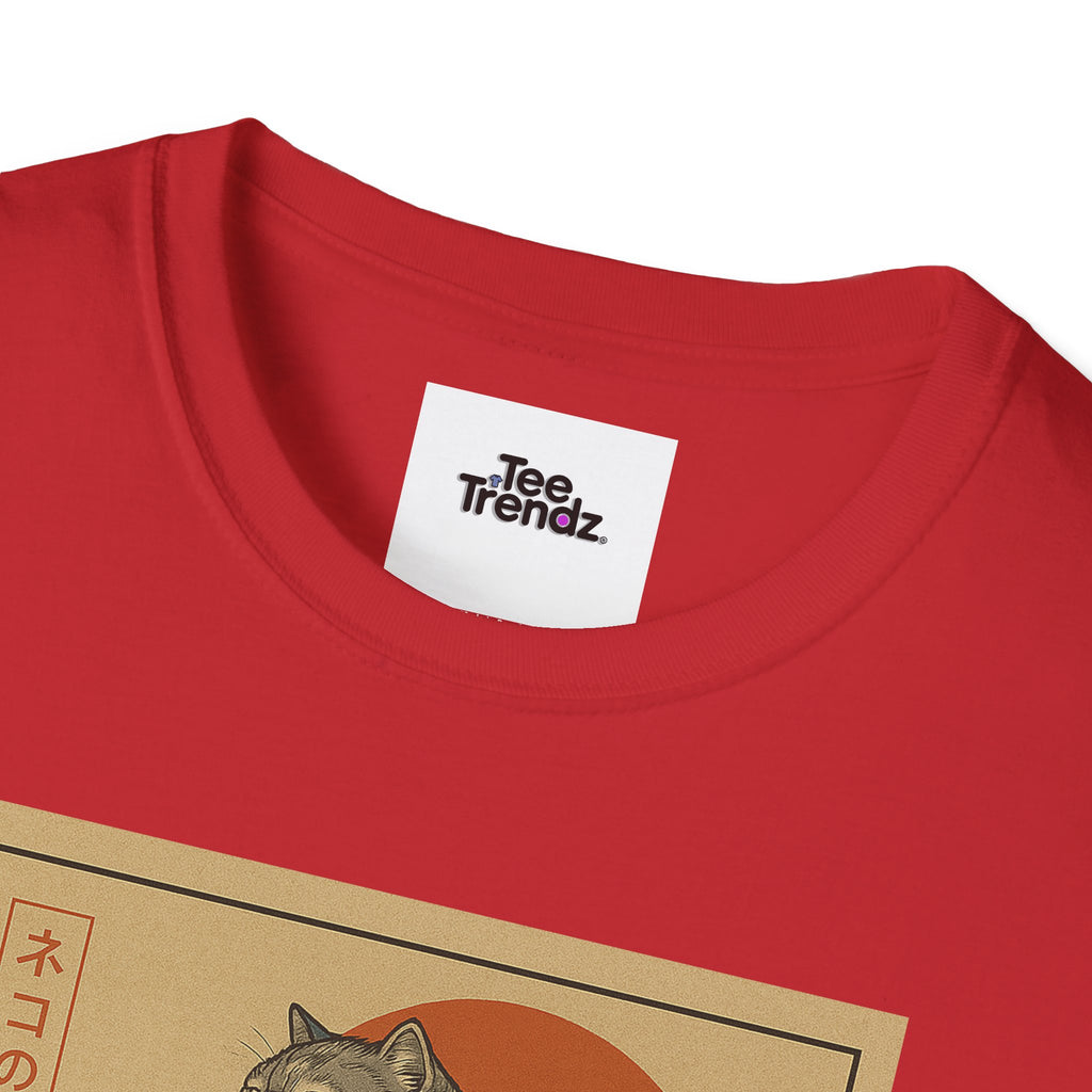 Katana Wave Cat T-Shirt — Vintage Japanese Wave Art Tee