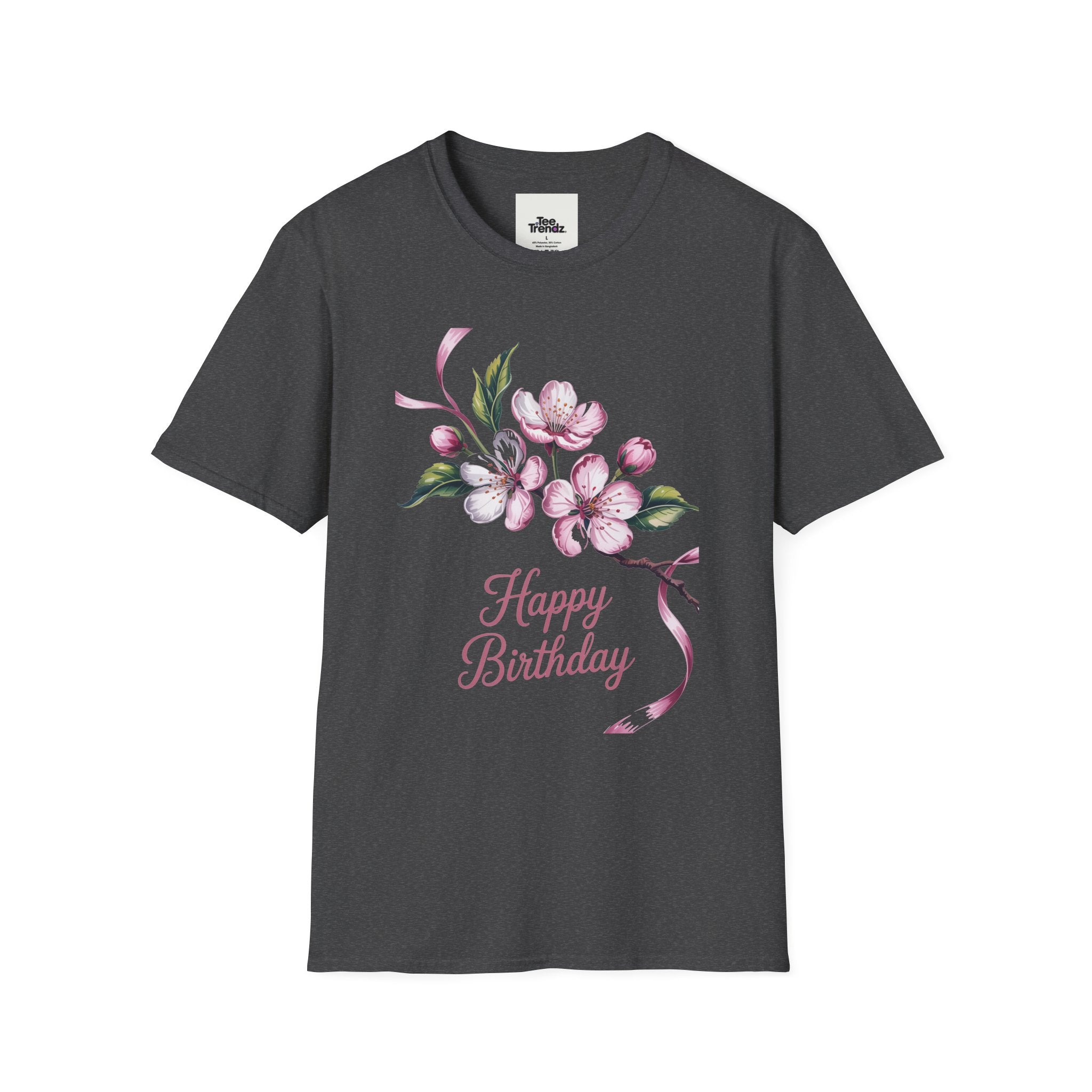 Happy Birthday Floral T-Shirt — Pink Blossom Birthday Tee