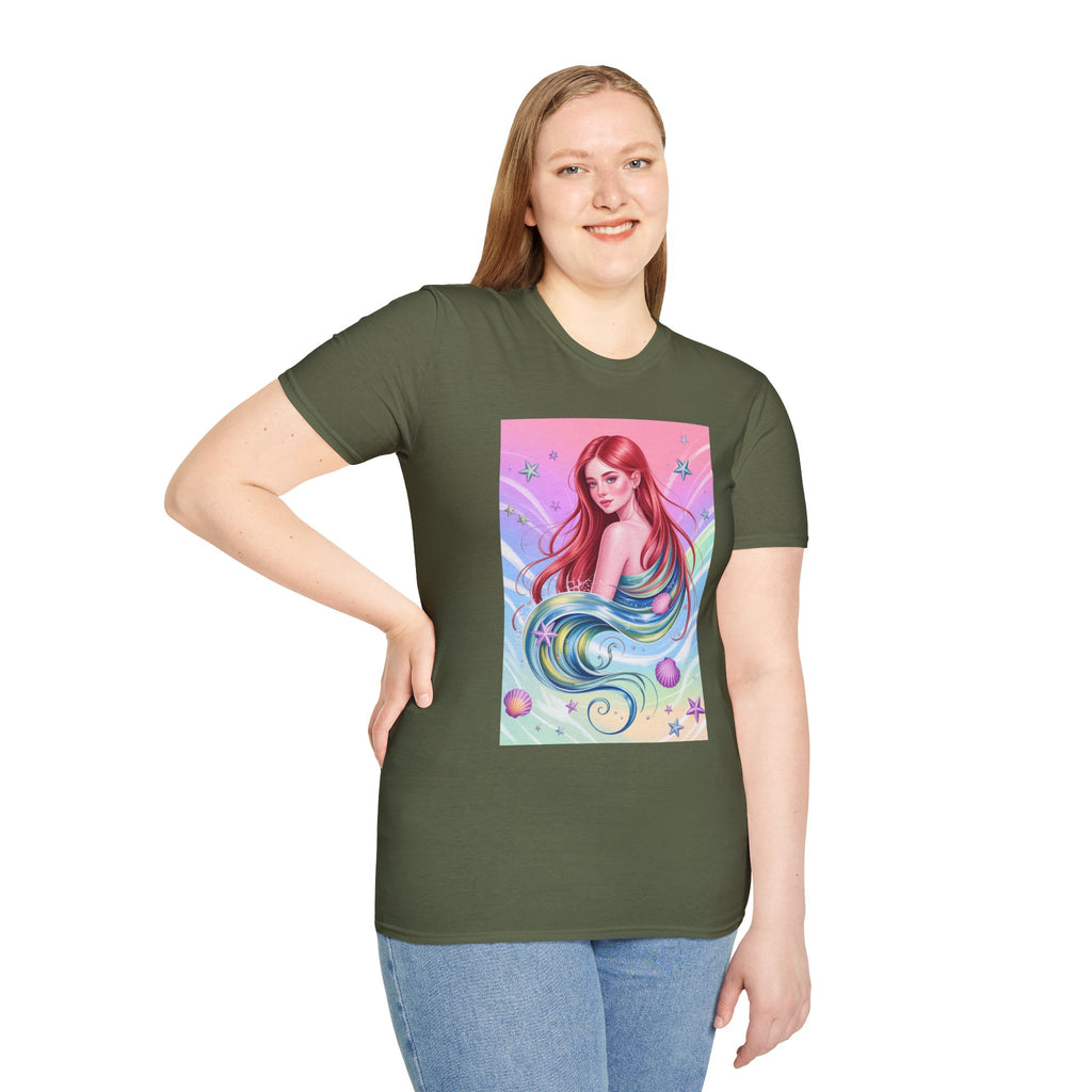 Mermaid Fantasy T-Shirt — Pastel Cosmic Sea Girl Graphic Tee