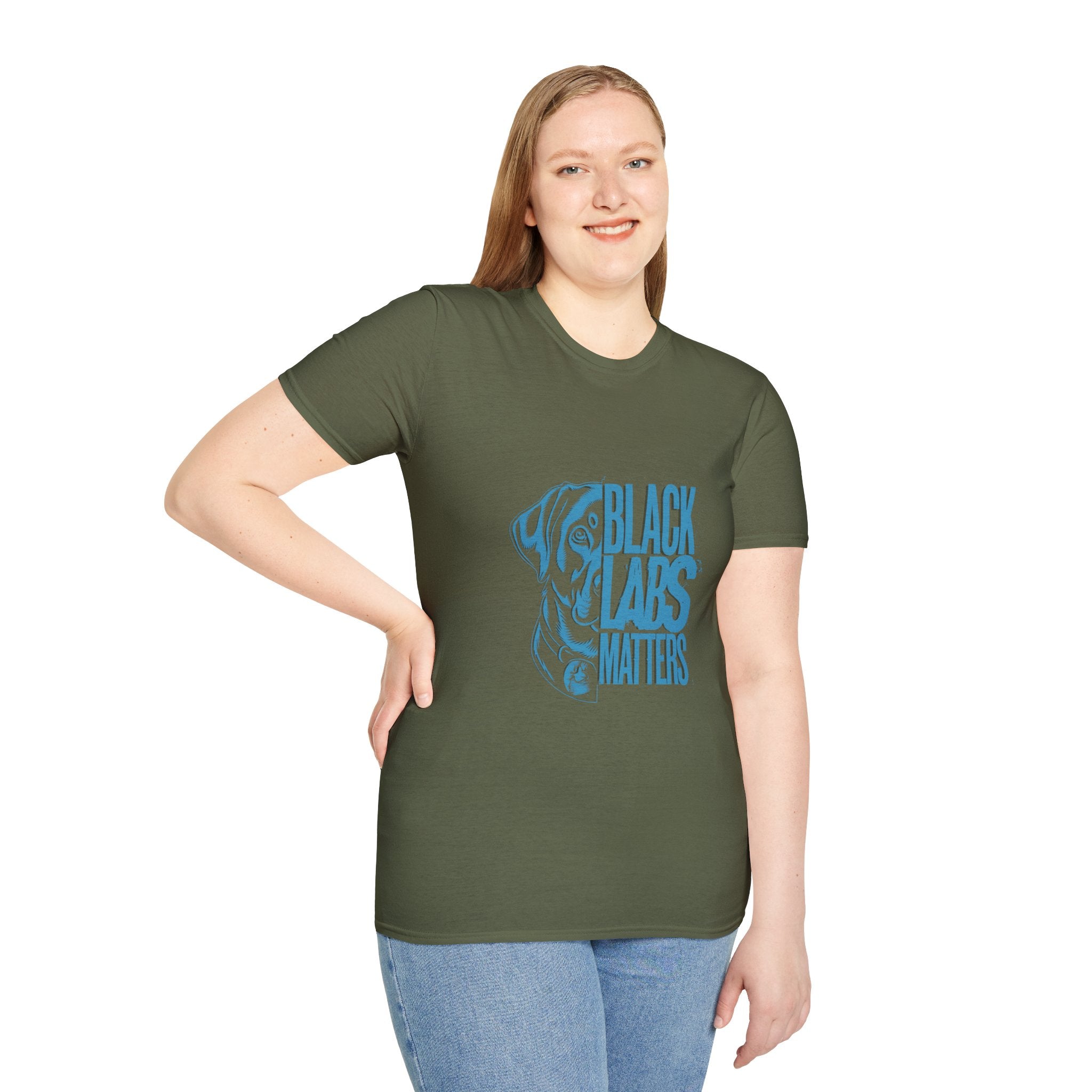 Black Labs Matter T‑Shirt — Blue Graphic Labrador Rescue Tee