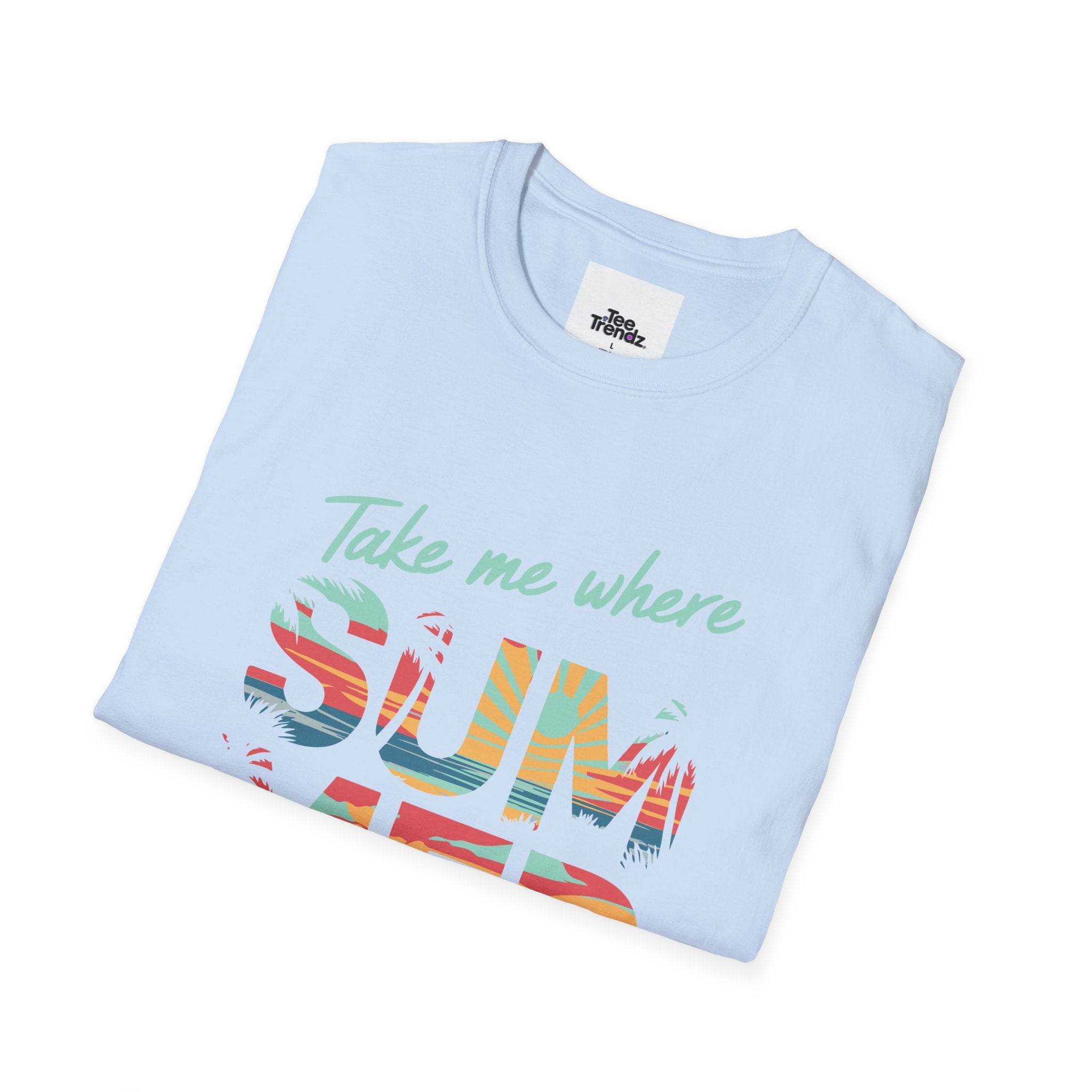 Summer Never Ends T-Shirt — "Take Me Where Summer Never Ends" Beach Vibes Tee