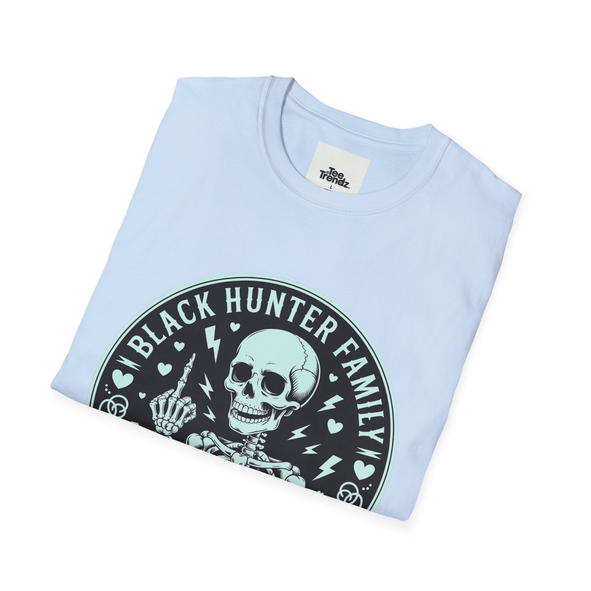 First Months Skeleton Family T-Shirt — "Black Hunter Family" Newborn Milestone Tee
