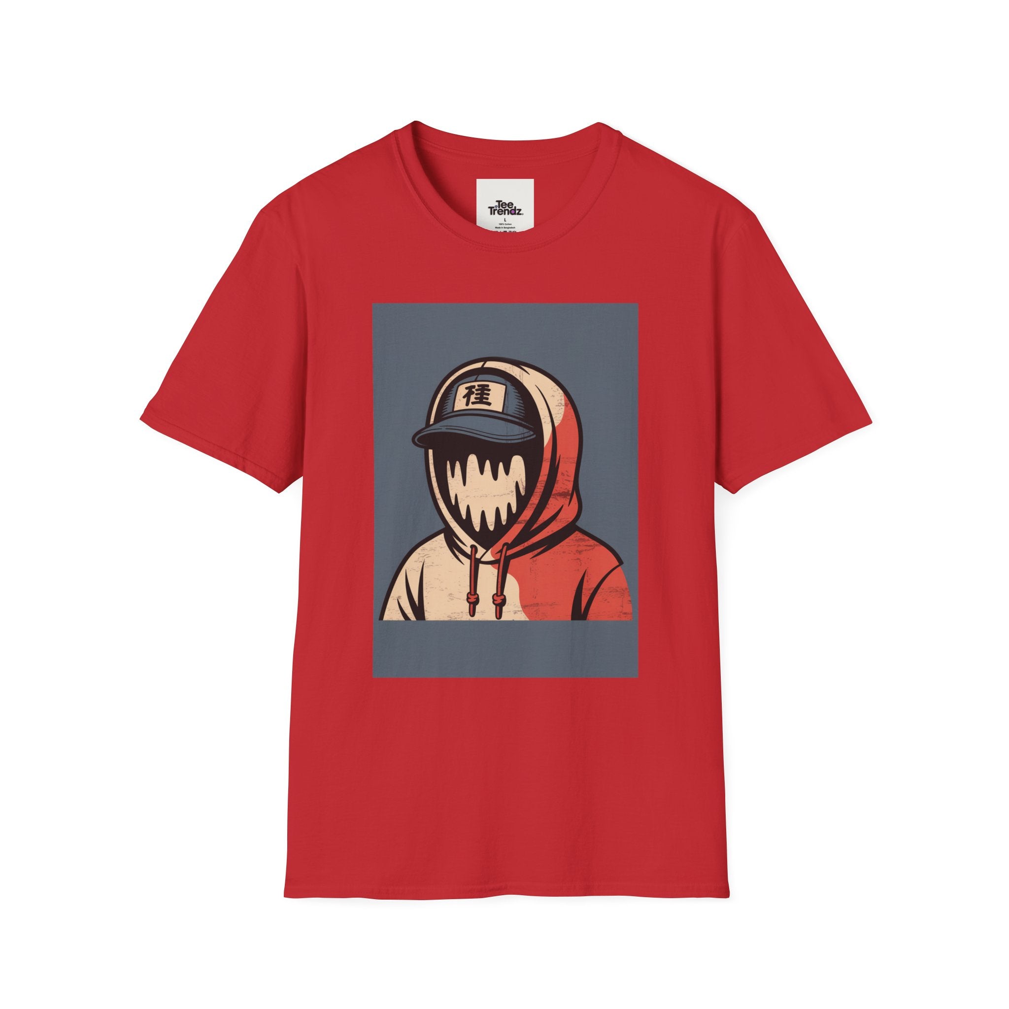 Hooded Mask Graphic T-Shirt — Streetwear Skater Hoodie Illustration