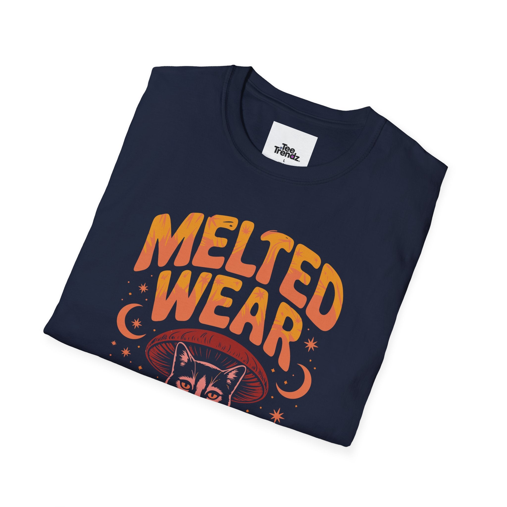 Cat Graphic T-Shirt — "Melted Wear" Retro Moonlit Design