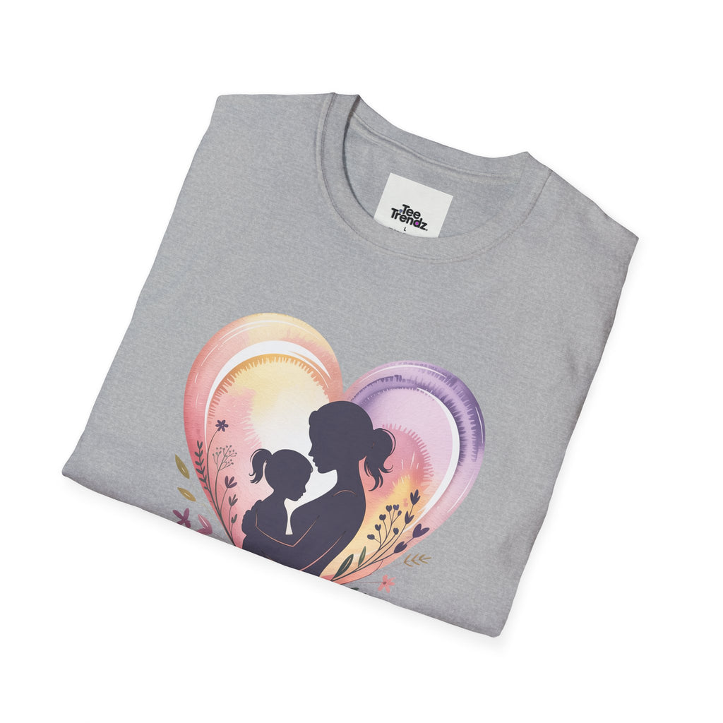 Mother's Love T-Shirt — Silhouette Heart Mom & Child Graphic (Mother's Day Gift)