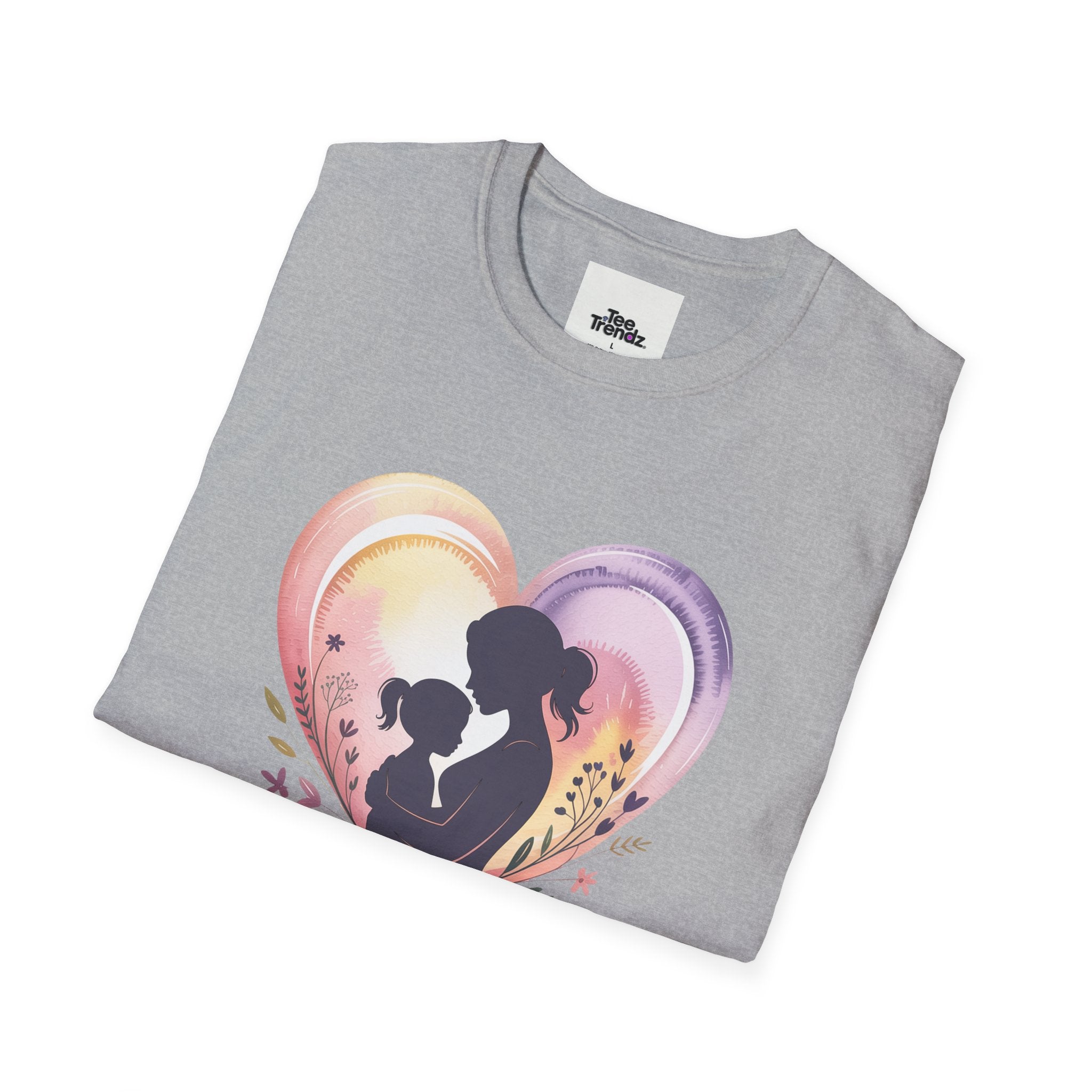 Mother's Love T-Shirt — Silhouette Heart Mom & Child Graphic (Mother's Day Gift)