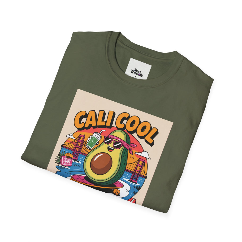 Cali Cool Avocado Tee — Retro Surfing California Graphic T-Shirt