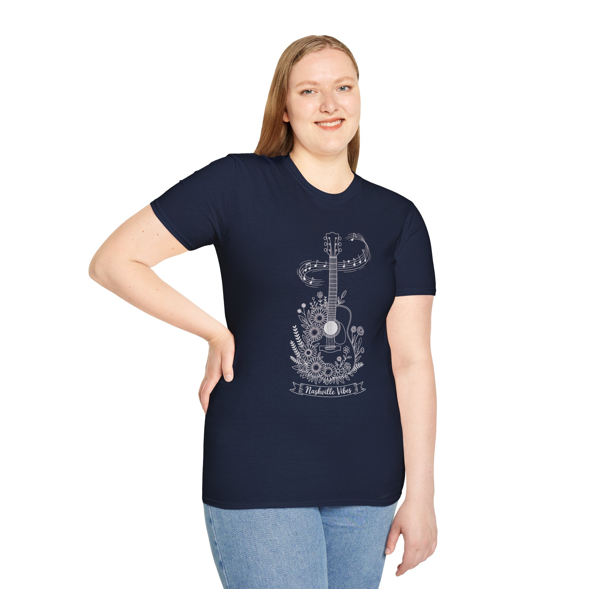 Acoustic Floral Guitar T-Shirt — 'A Heartwide Water I...' Music Tee for Songwriters & Folk Lovers