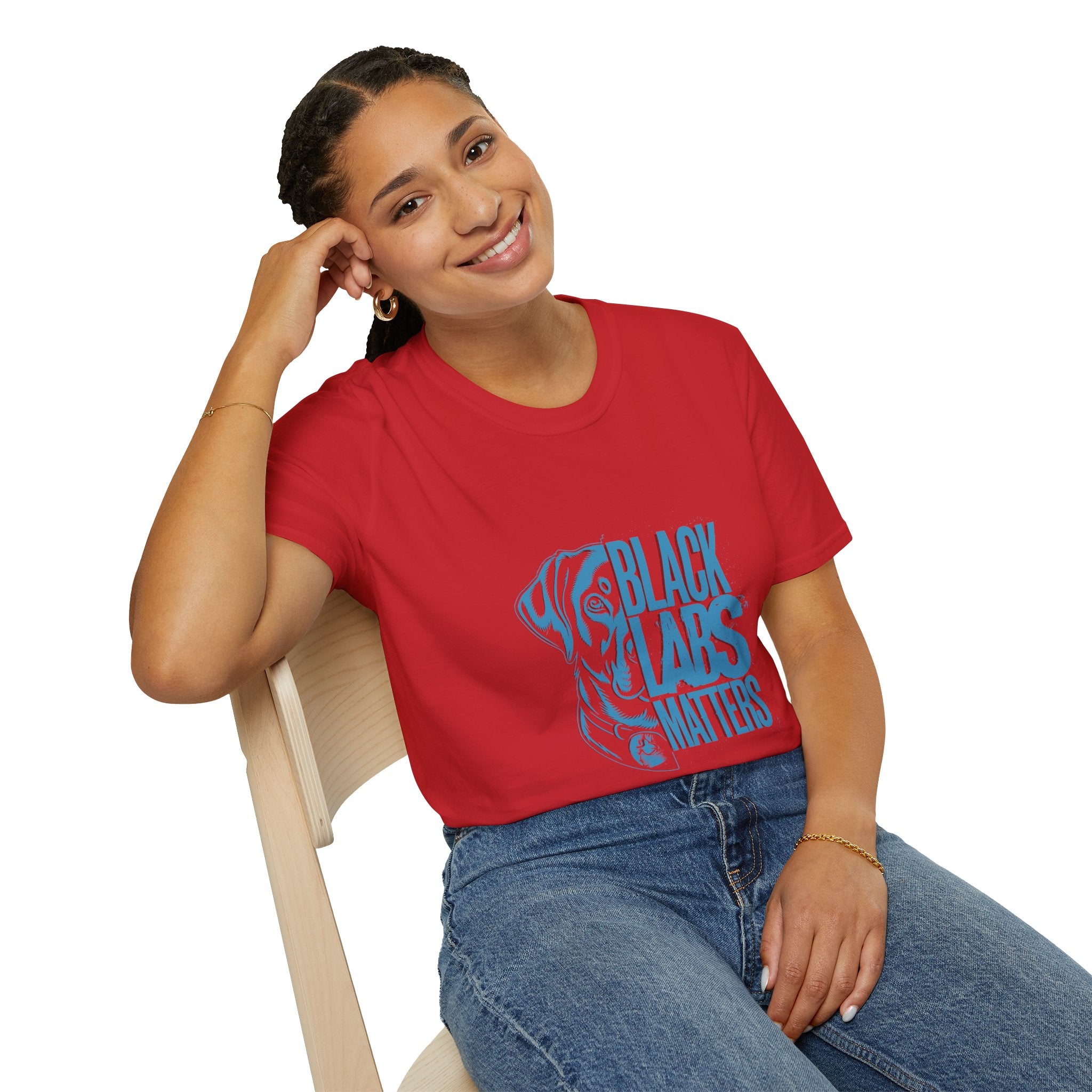Black Labs Matter T‑Shirt — Blue Graphic Labrador Rescue Tee