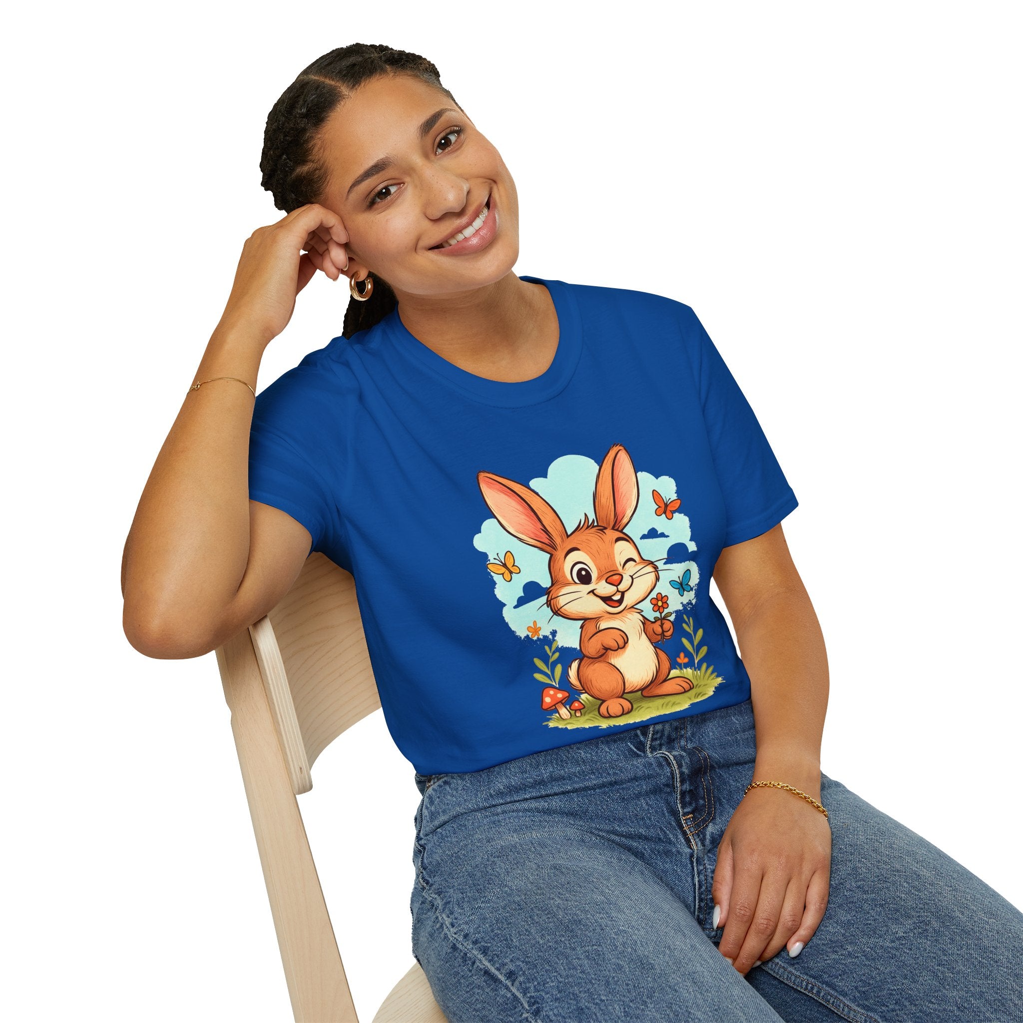 Cute Bunny Tee — Cartoon Rabbit with Butterflies Kids Easter Shirt